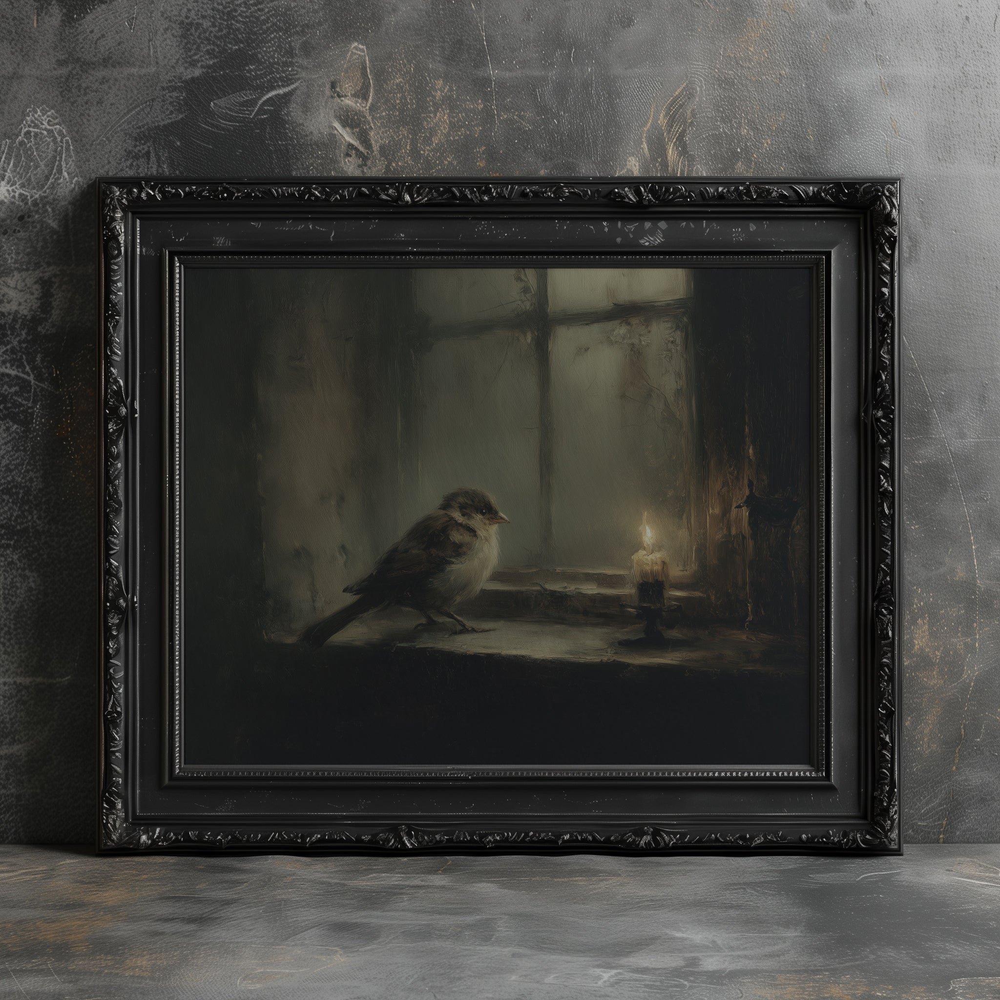 Bird at Candlelit Window