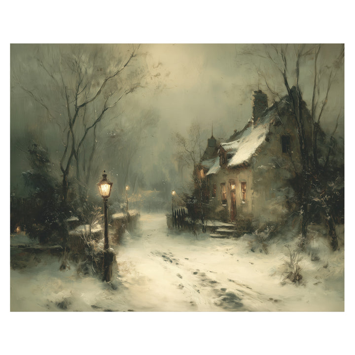 Winter Cottage By The Lamp