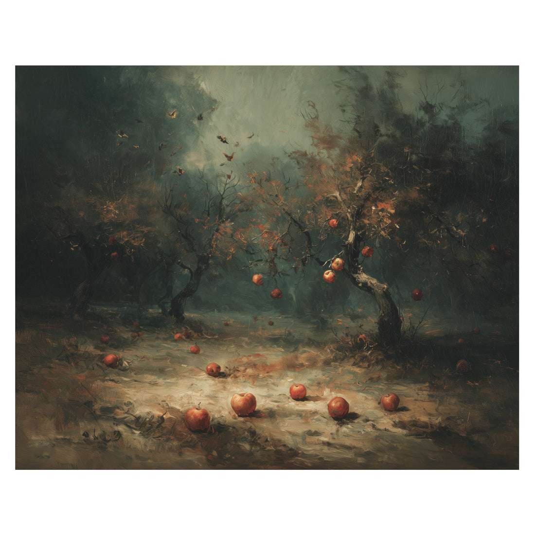 Apple Orchard In Fog