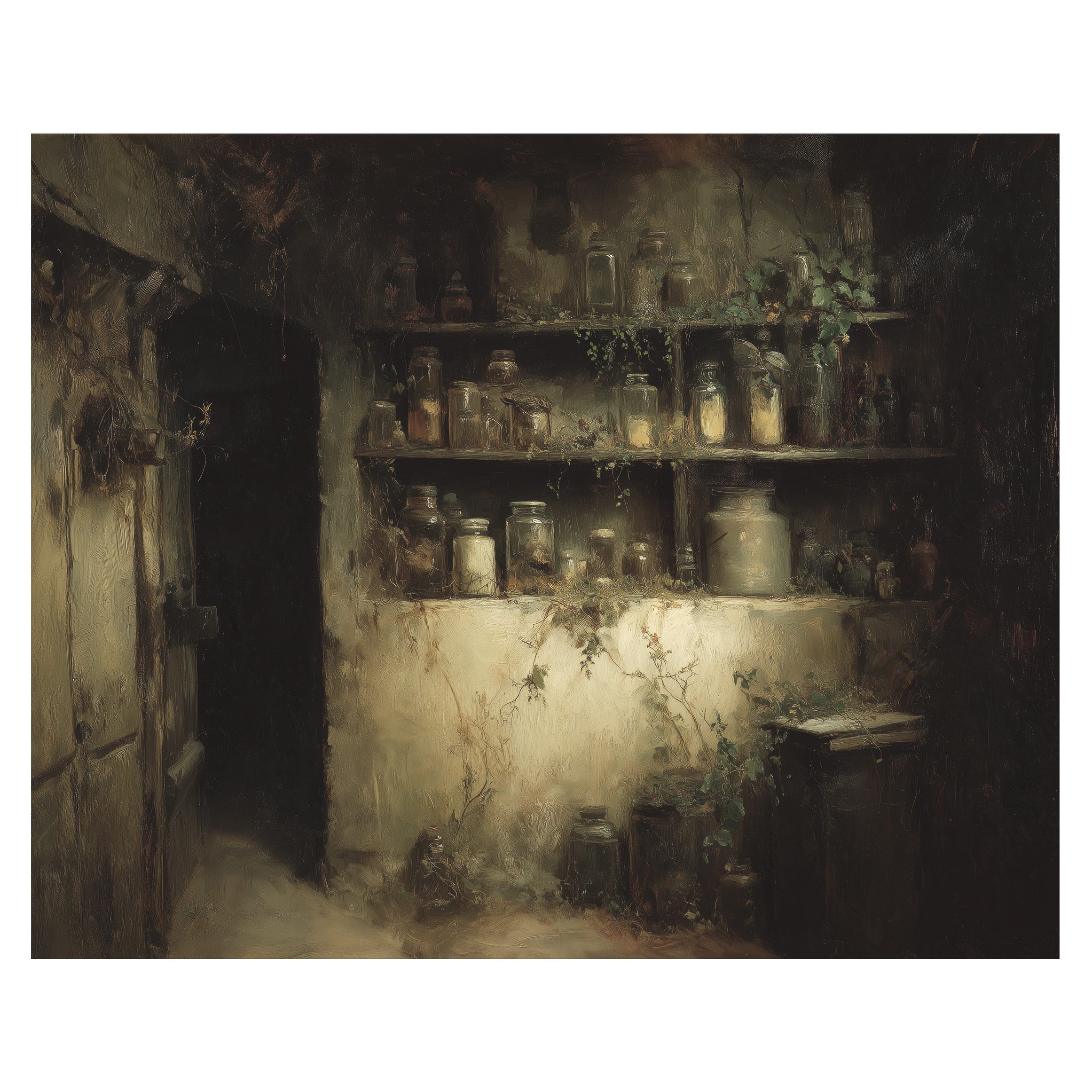 Dusty Pantry With Bottles