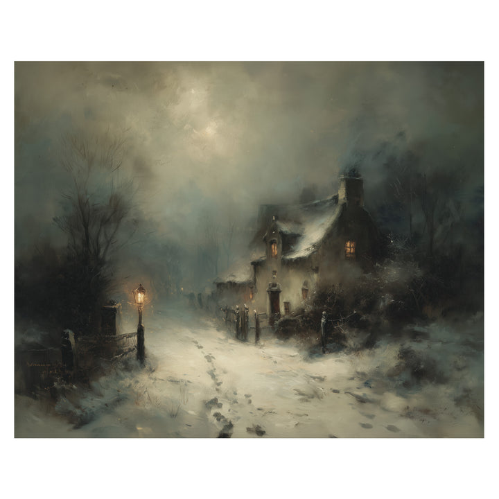 Snow Village With Lamp Posts