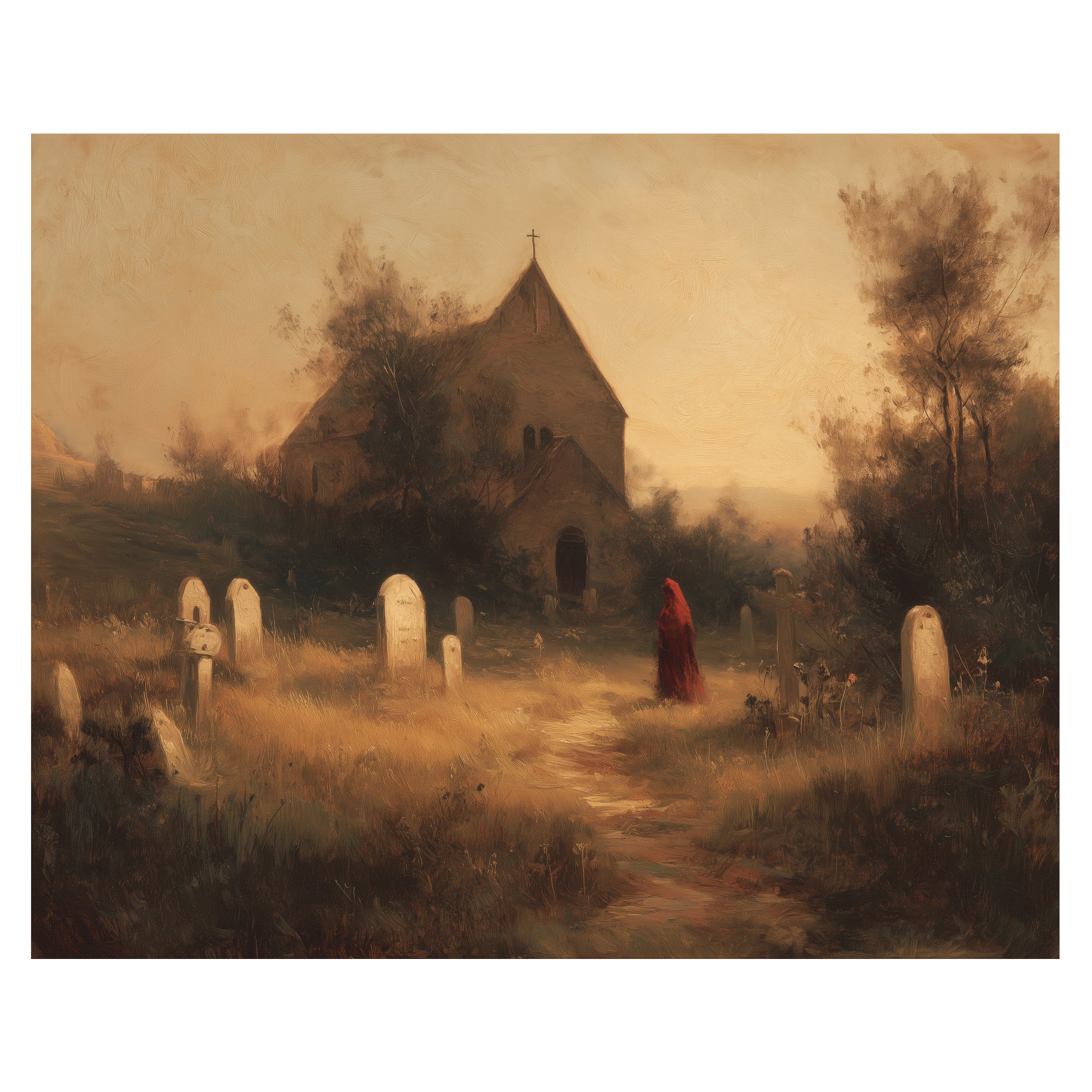 Graveyard and Red Cloak Figure
