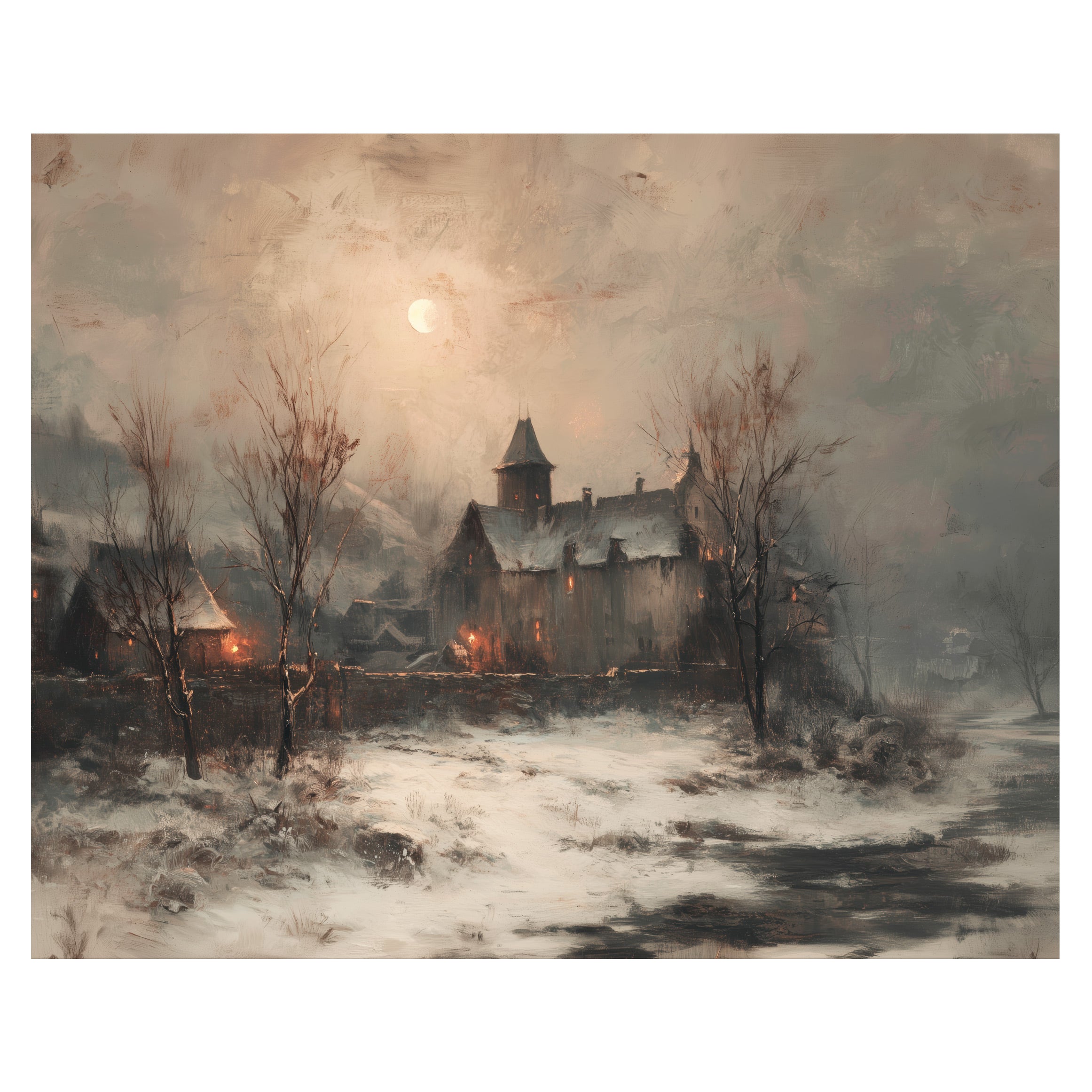 Snow Village At Dusk