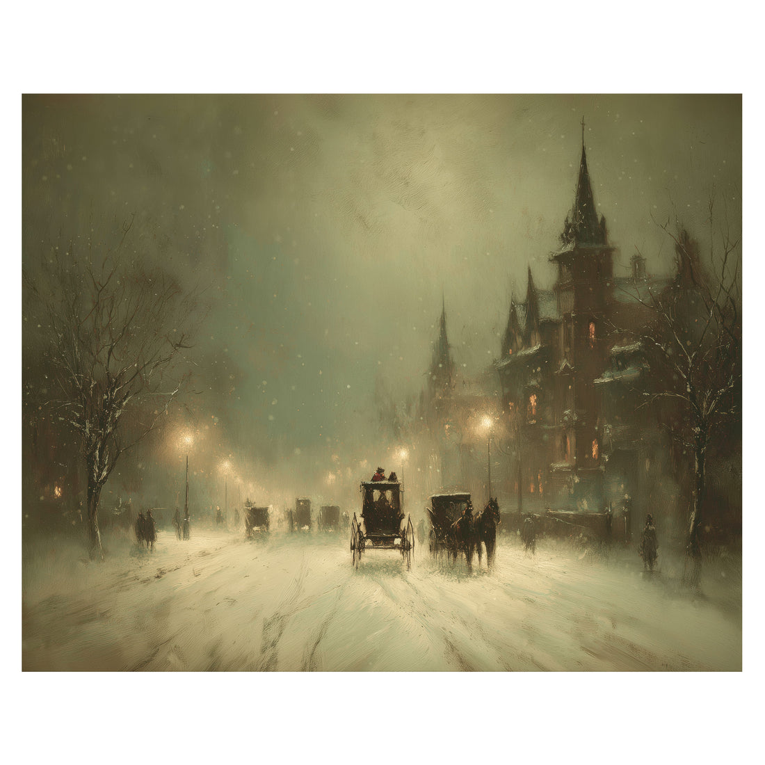 Carriage Through Winter Streets