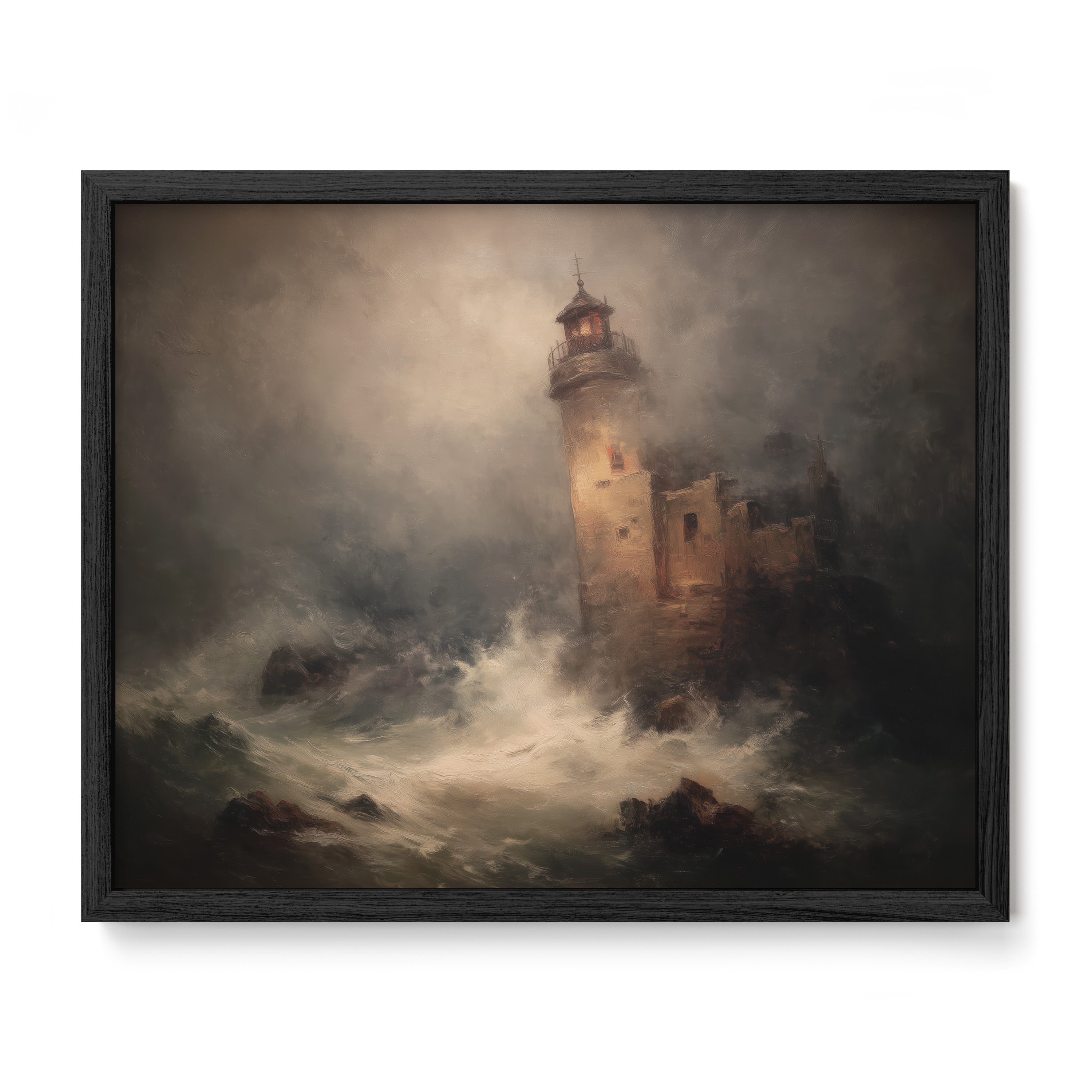 Lighthouse in Stormy Sea