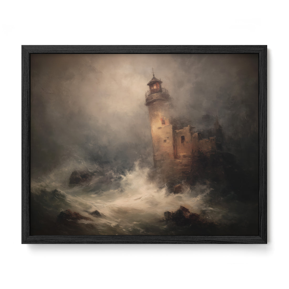 Lighthouse in Stormy Sea
