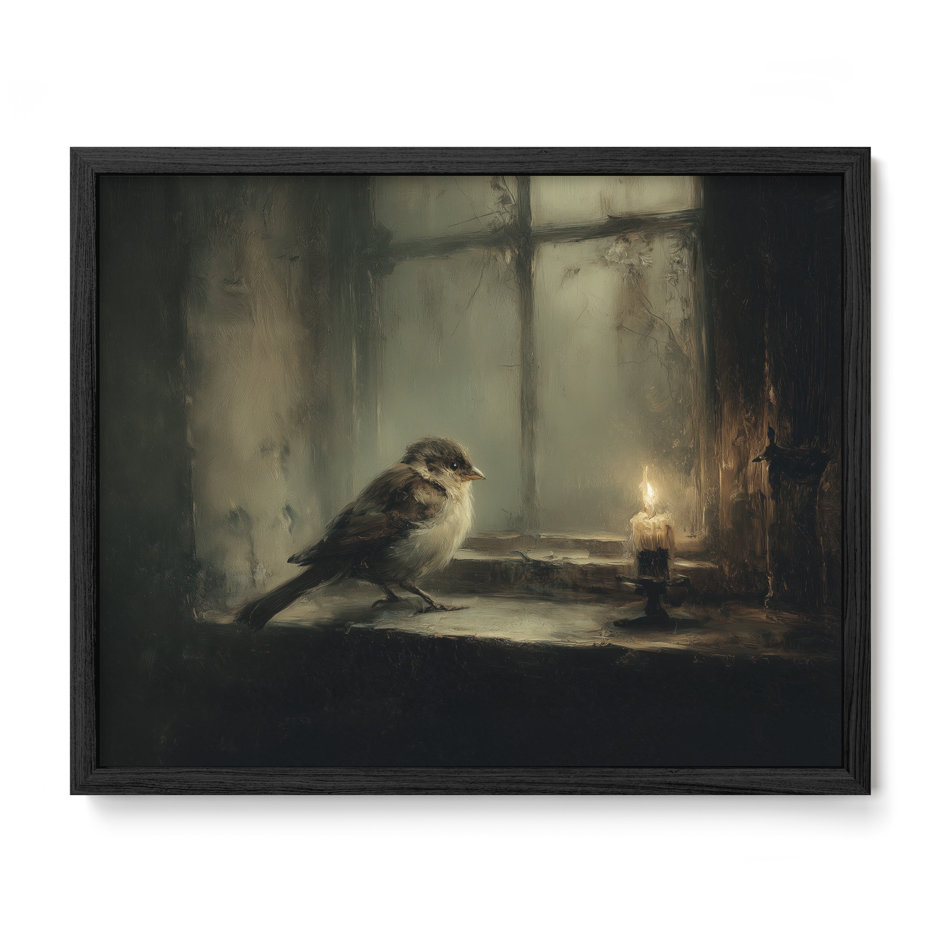 Bird at Candlelit Window