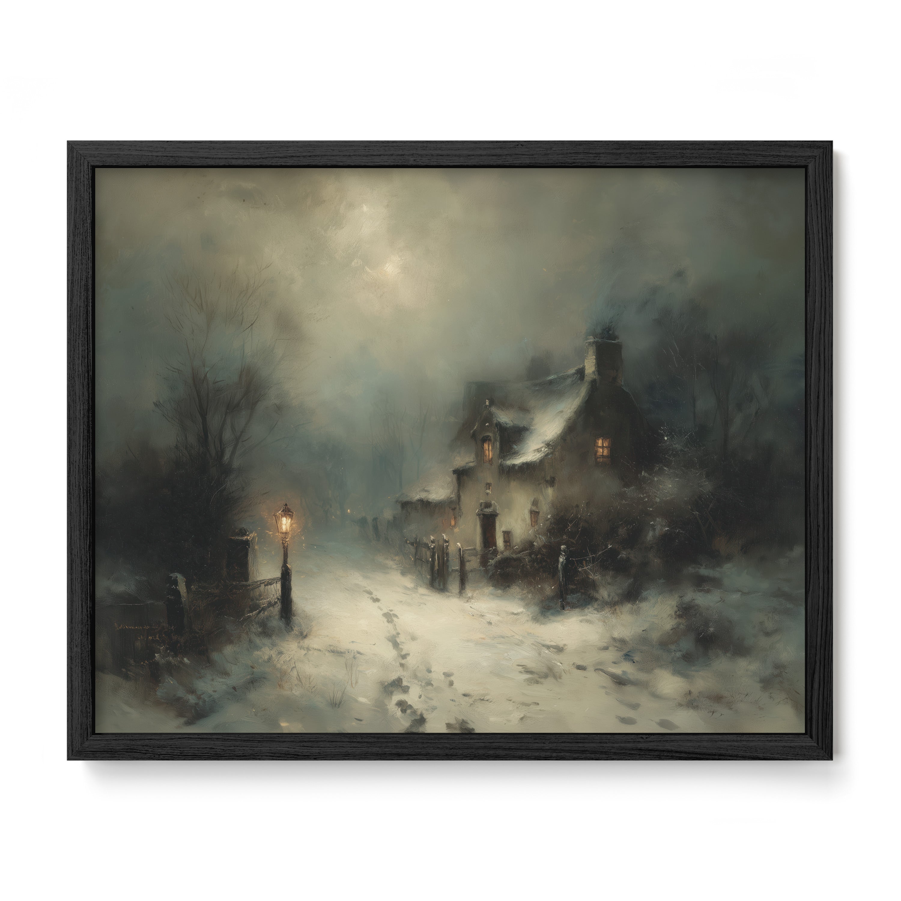 Snow Village With Lamp Posts