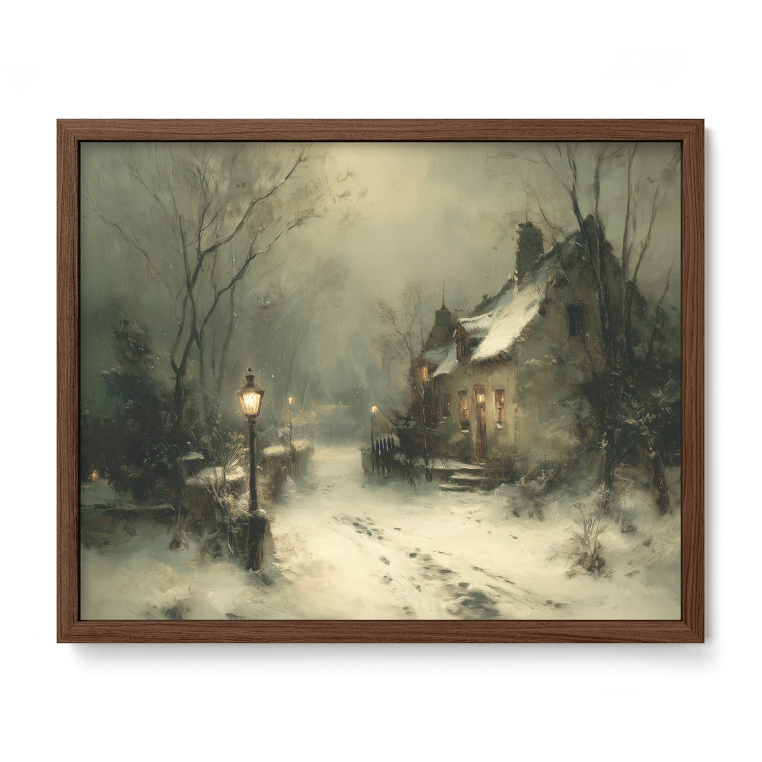 Winter Cottage By The Lamp