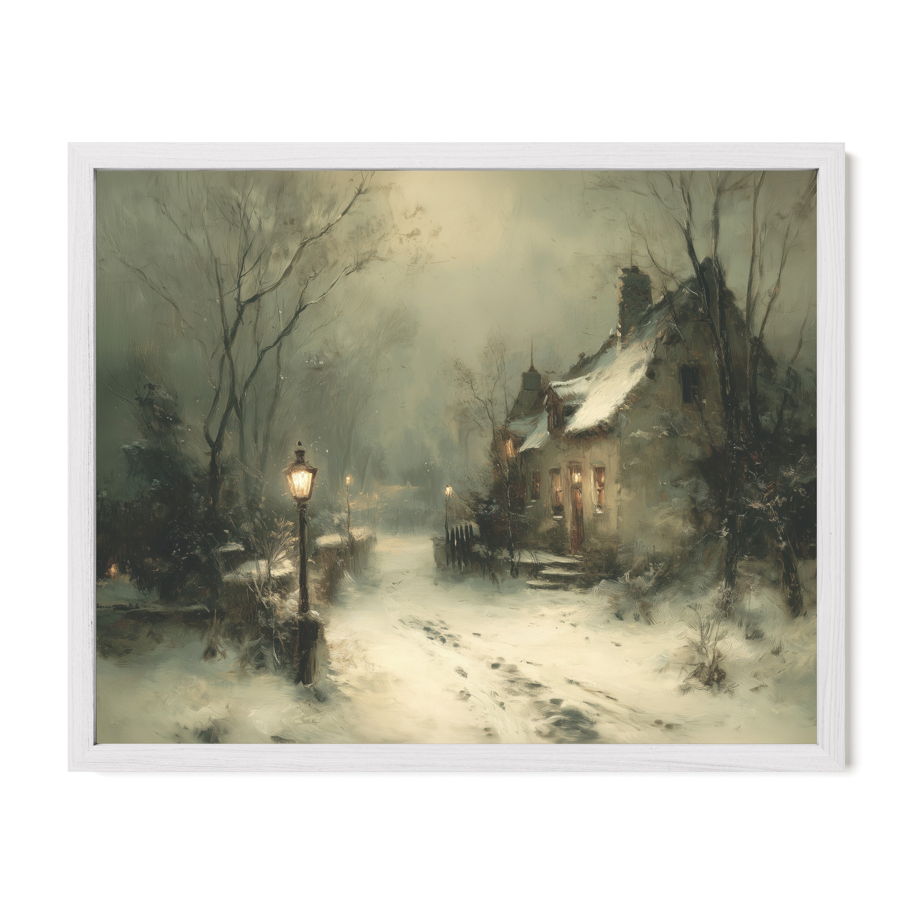 Winter Cottage By The Lamp