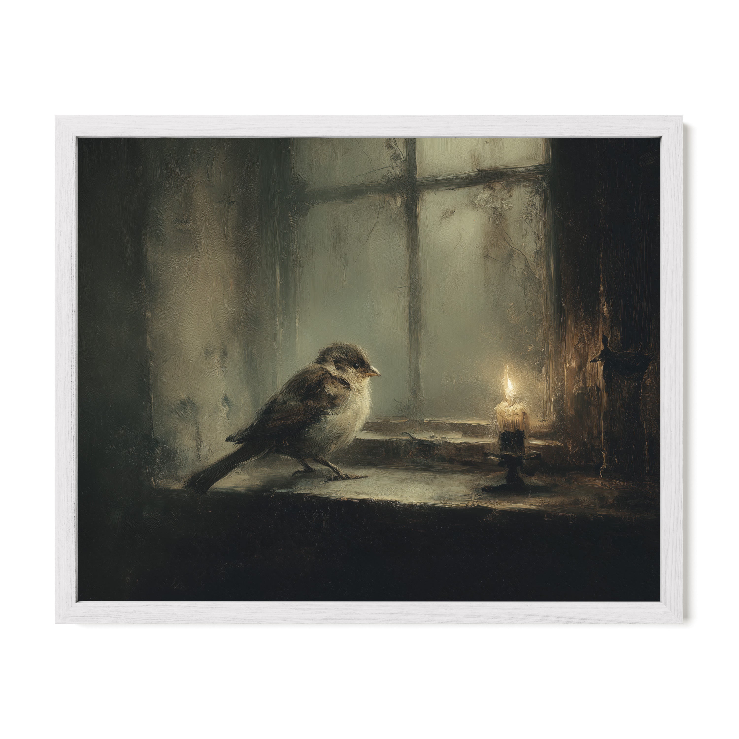 Bird at Candlelit Window