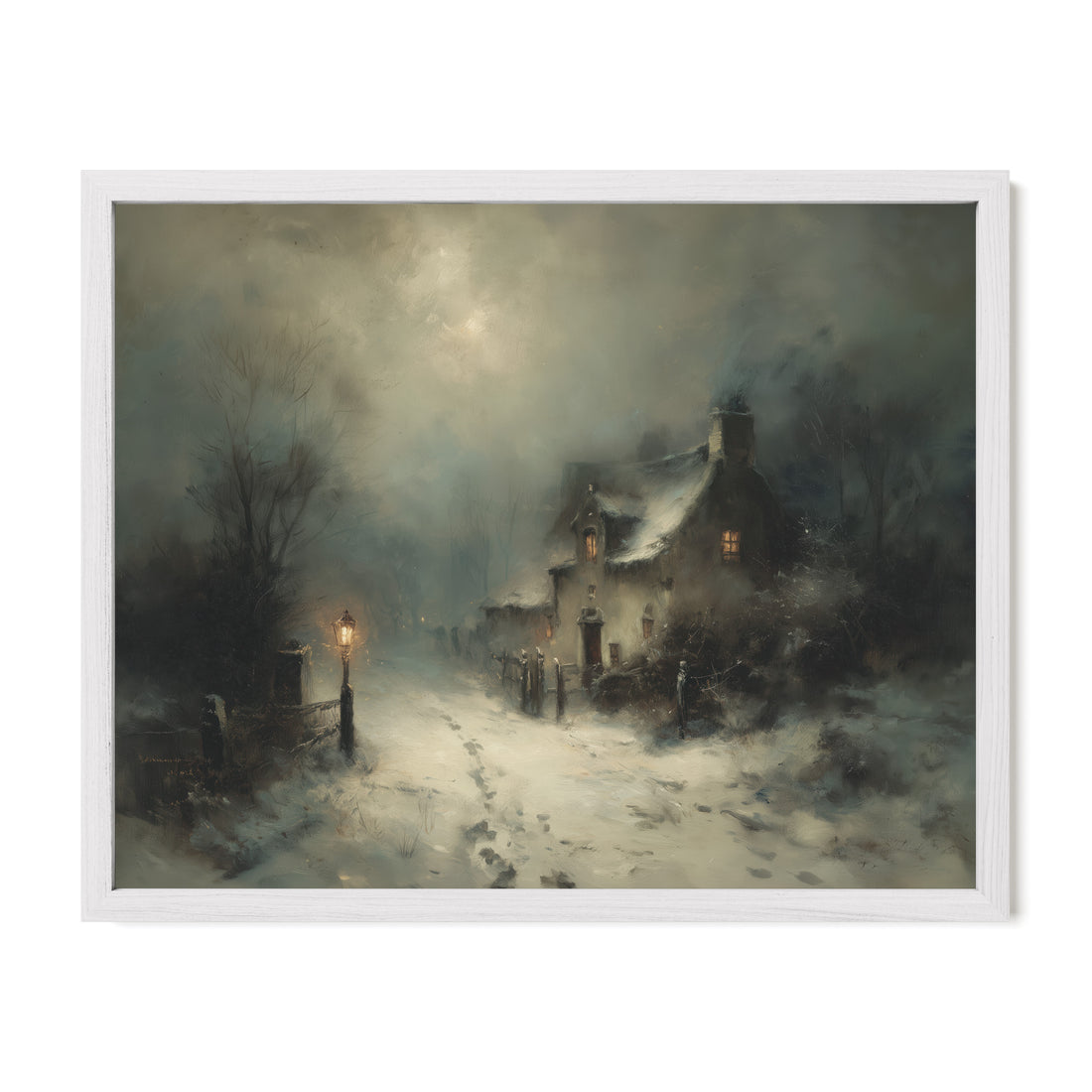 Snow Village With Lamp Posts
