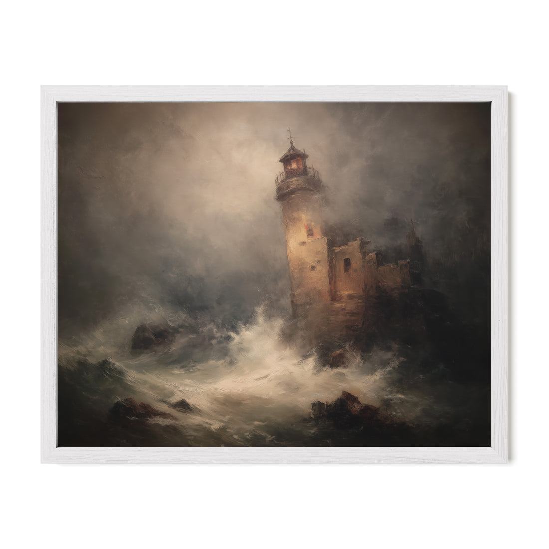Lighthouse in Stormy Sea
