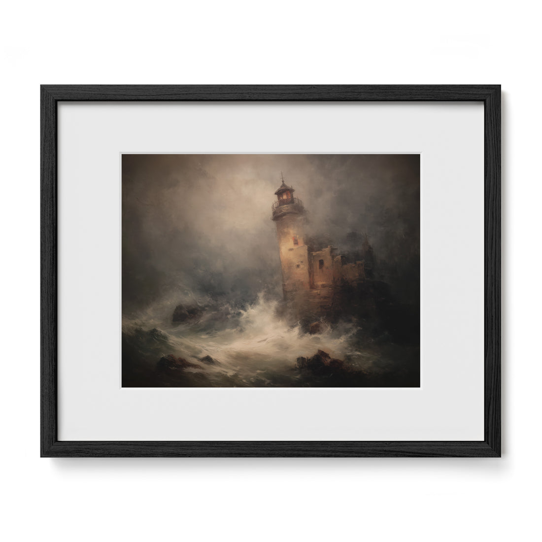 Lighthouse in Stormy Sea