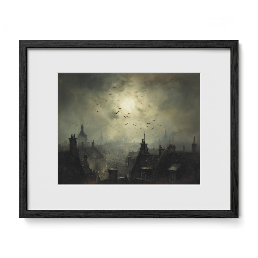 City Rooftops Under Moon