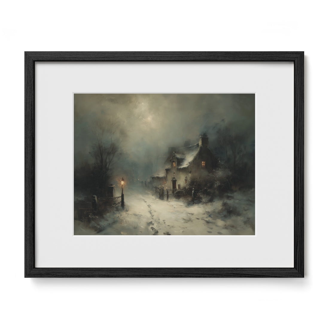 Snow Village With Lamp Posts