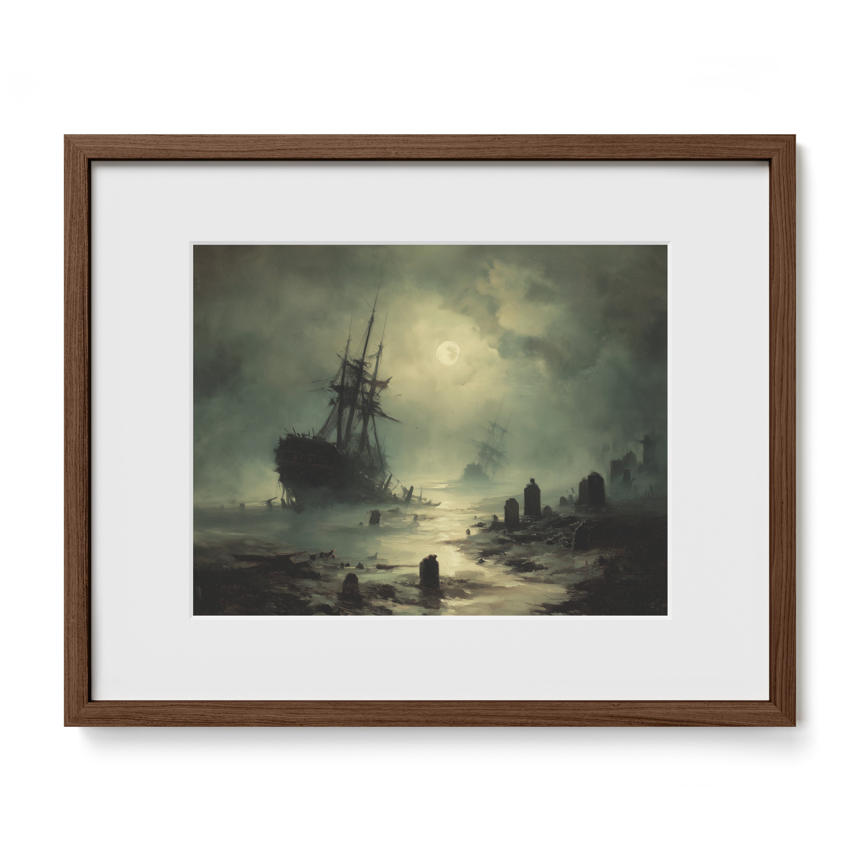 Ship Sailing Past Gravestones