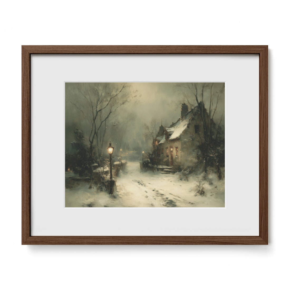 Winter Cottage By The Lamp