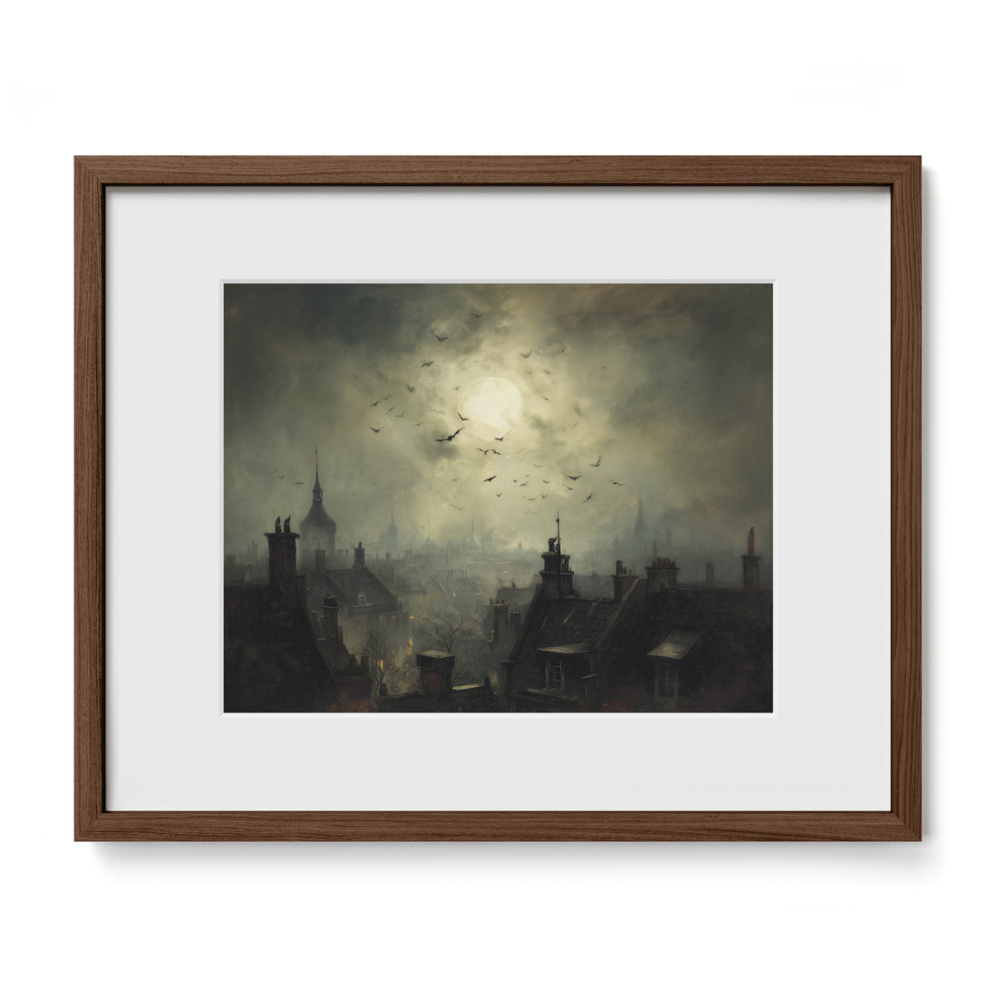 City Rooftops Under Moon