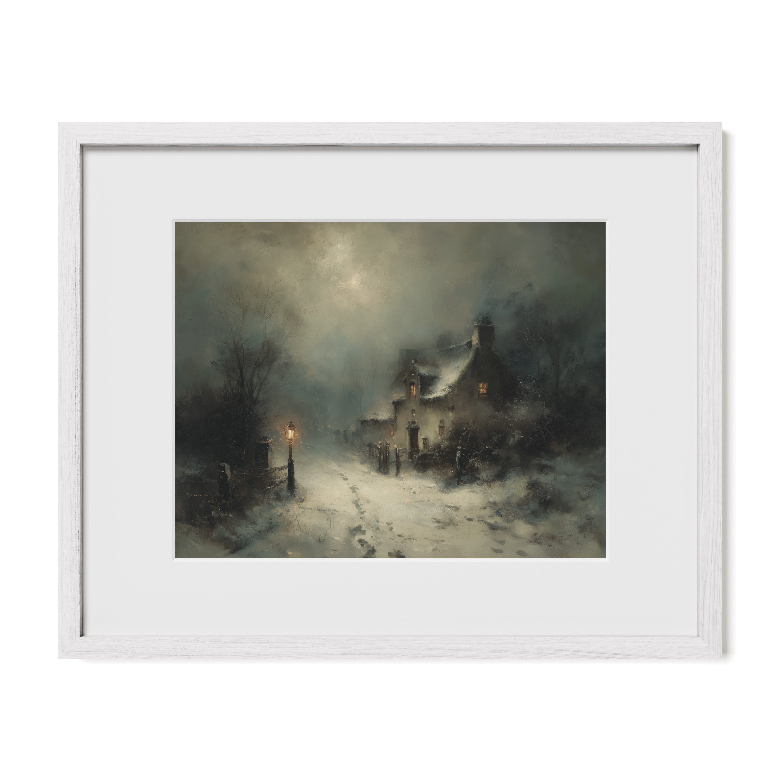 Snow Village With Lamp Posts