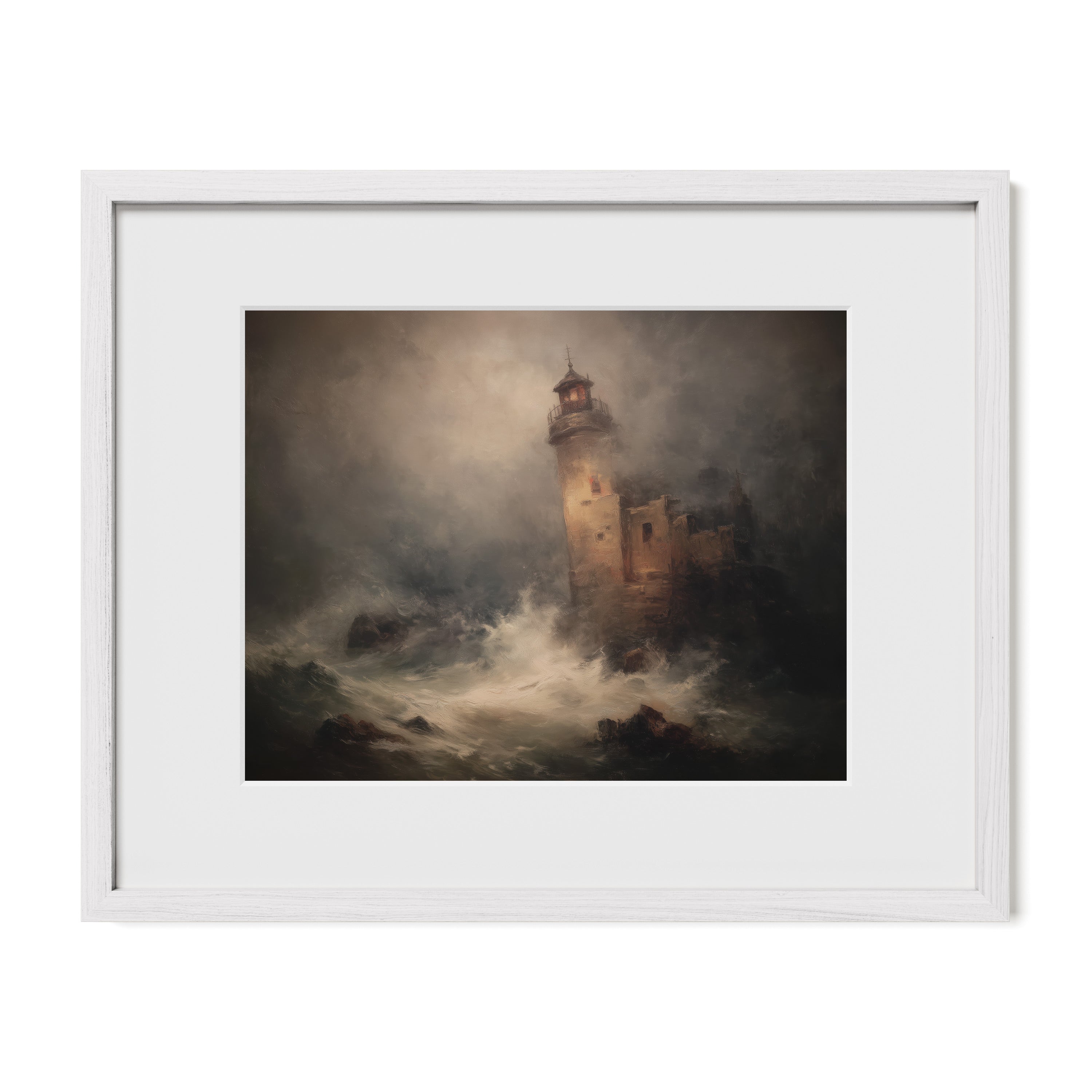 Lighthouse in Stormy Sea