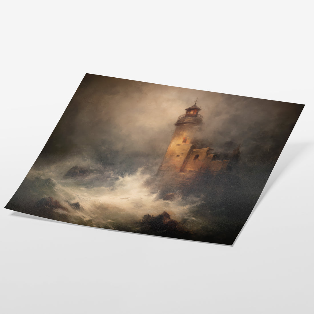 Lighthouse in Stormy Sea