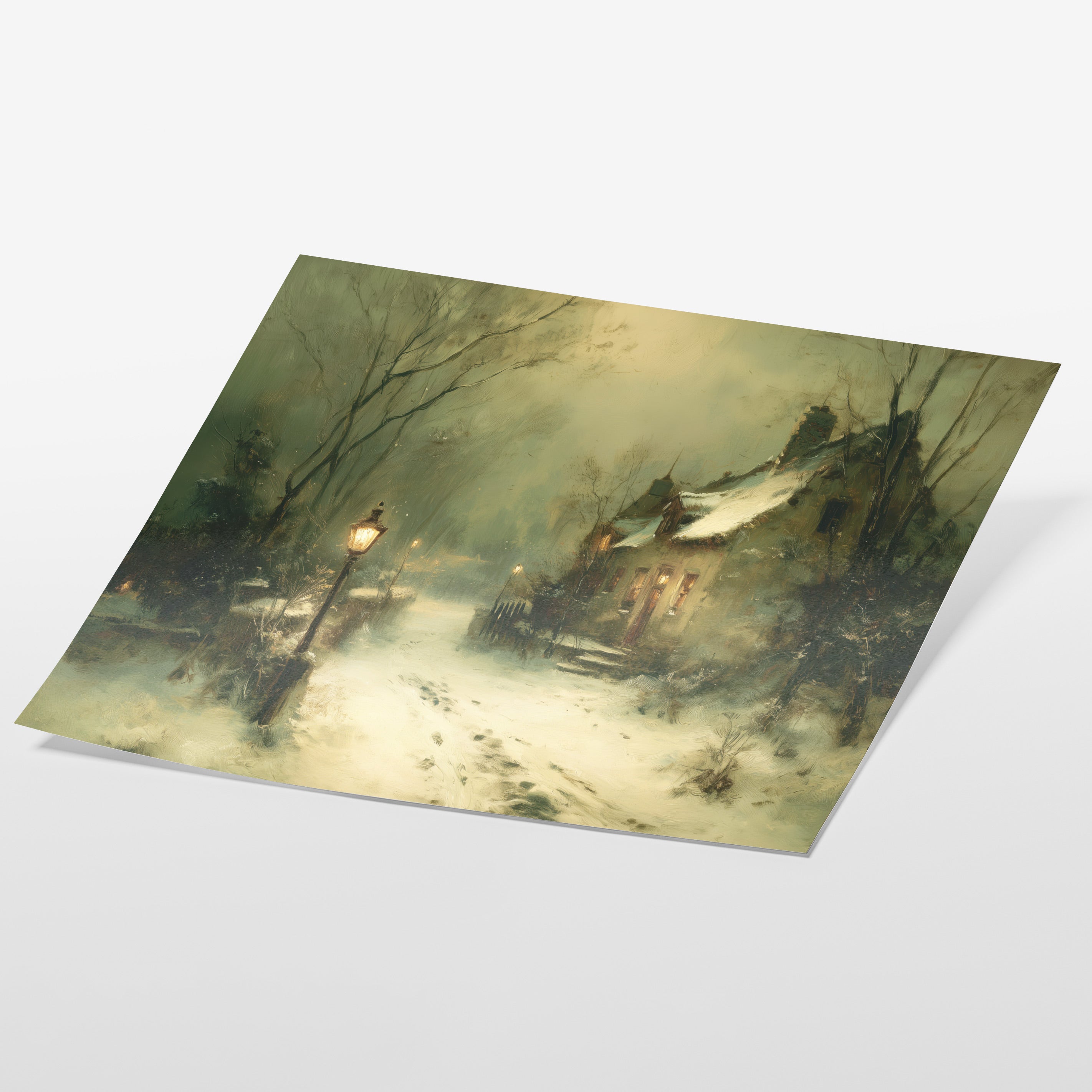 Winter Cottage By The Lamp