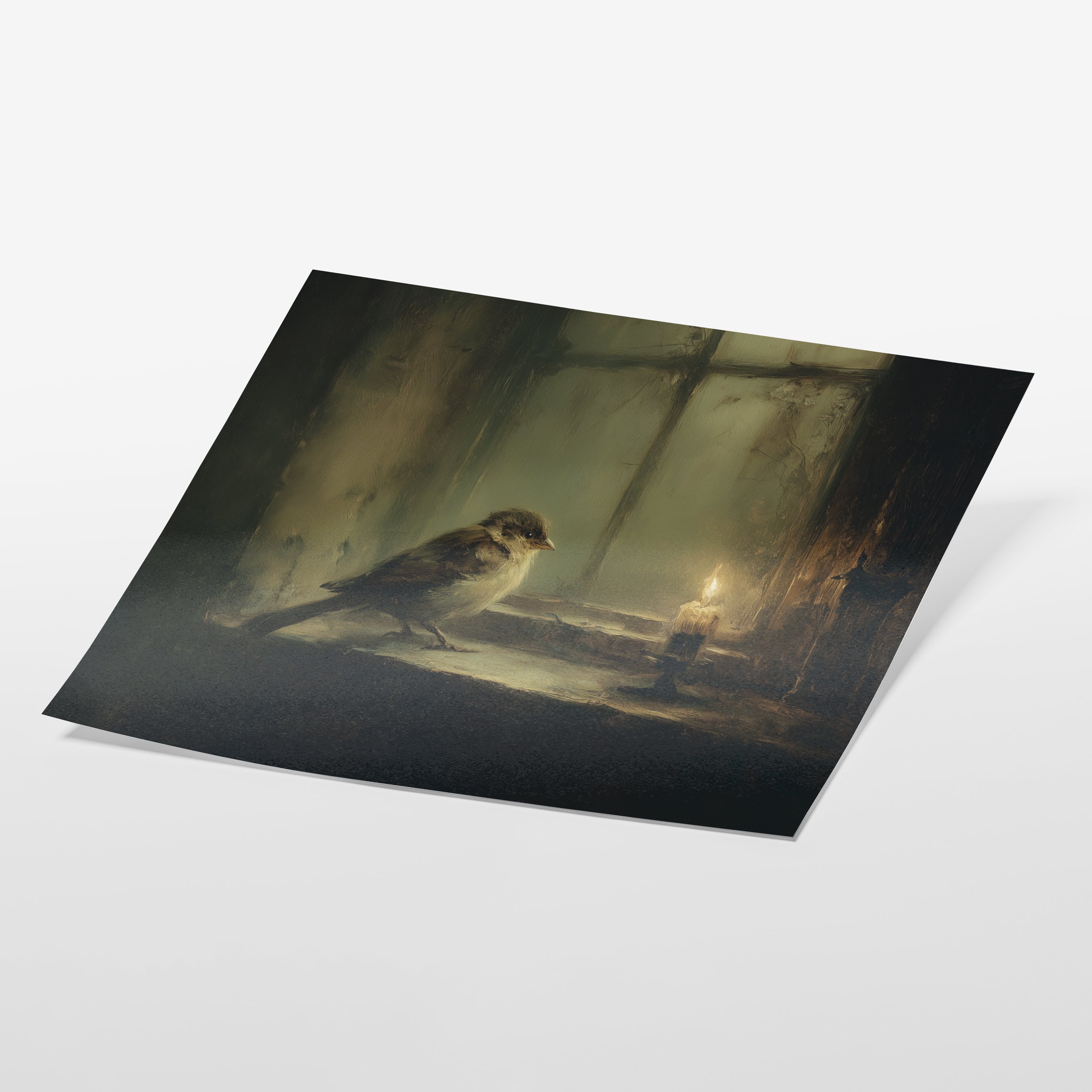 Bird at Candlelit Window