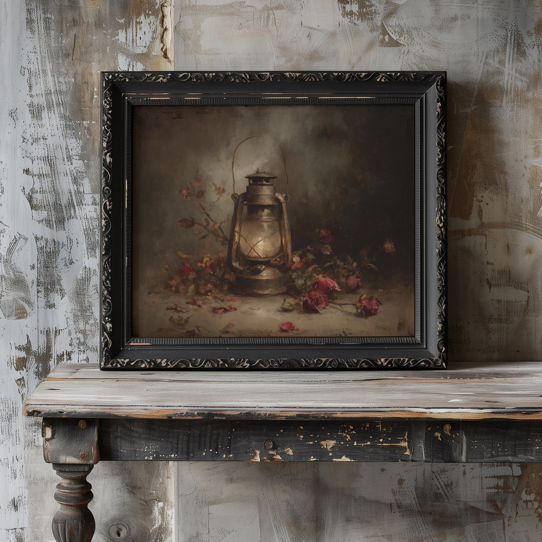 Lantern and Dried Roses
