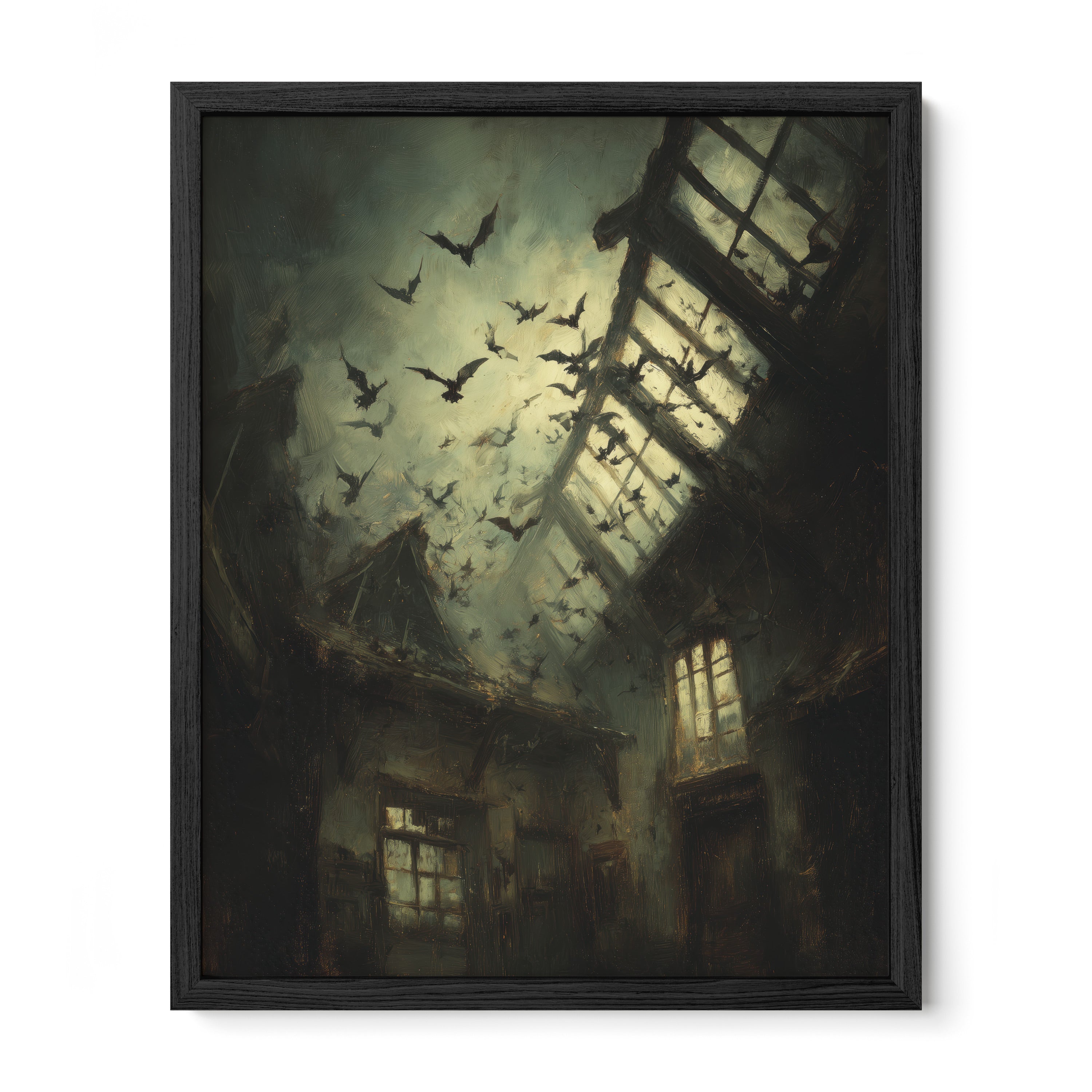 Crows in Abandoned Hallway
