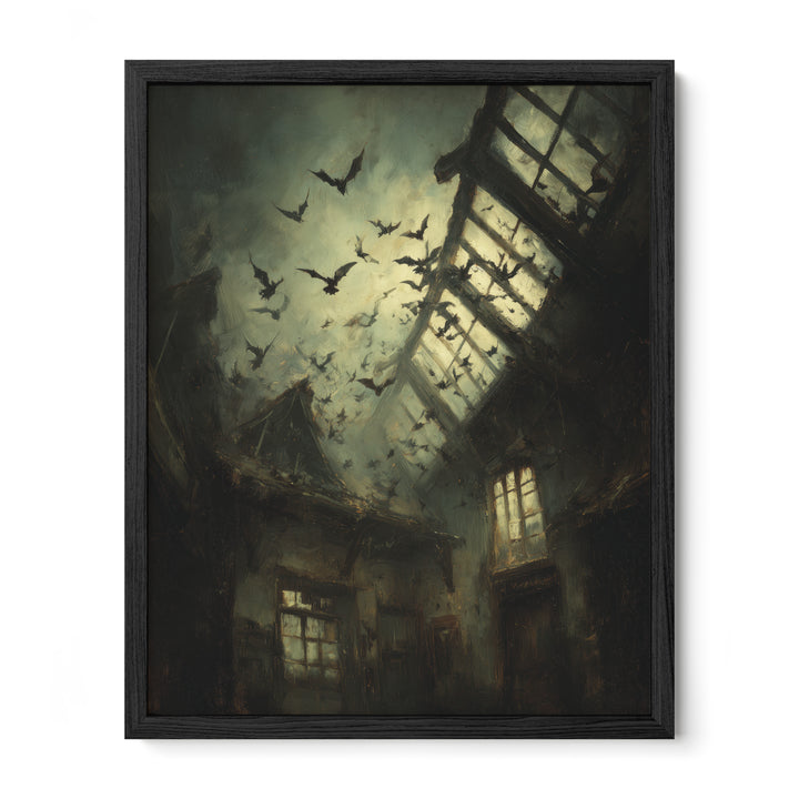 Crows in Abandoned Hallway