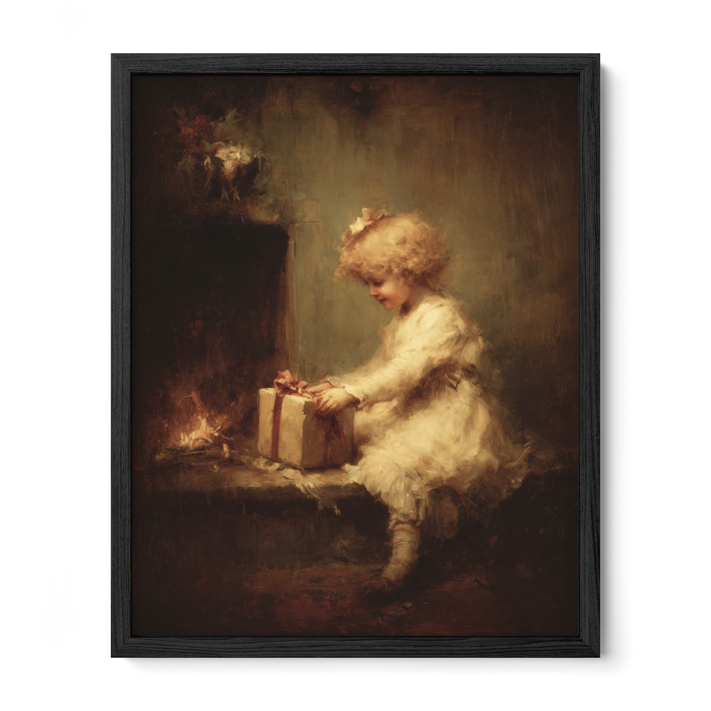 Child by Hearth with Gift
