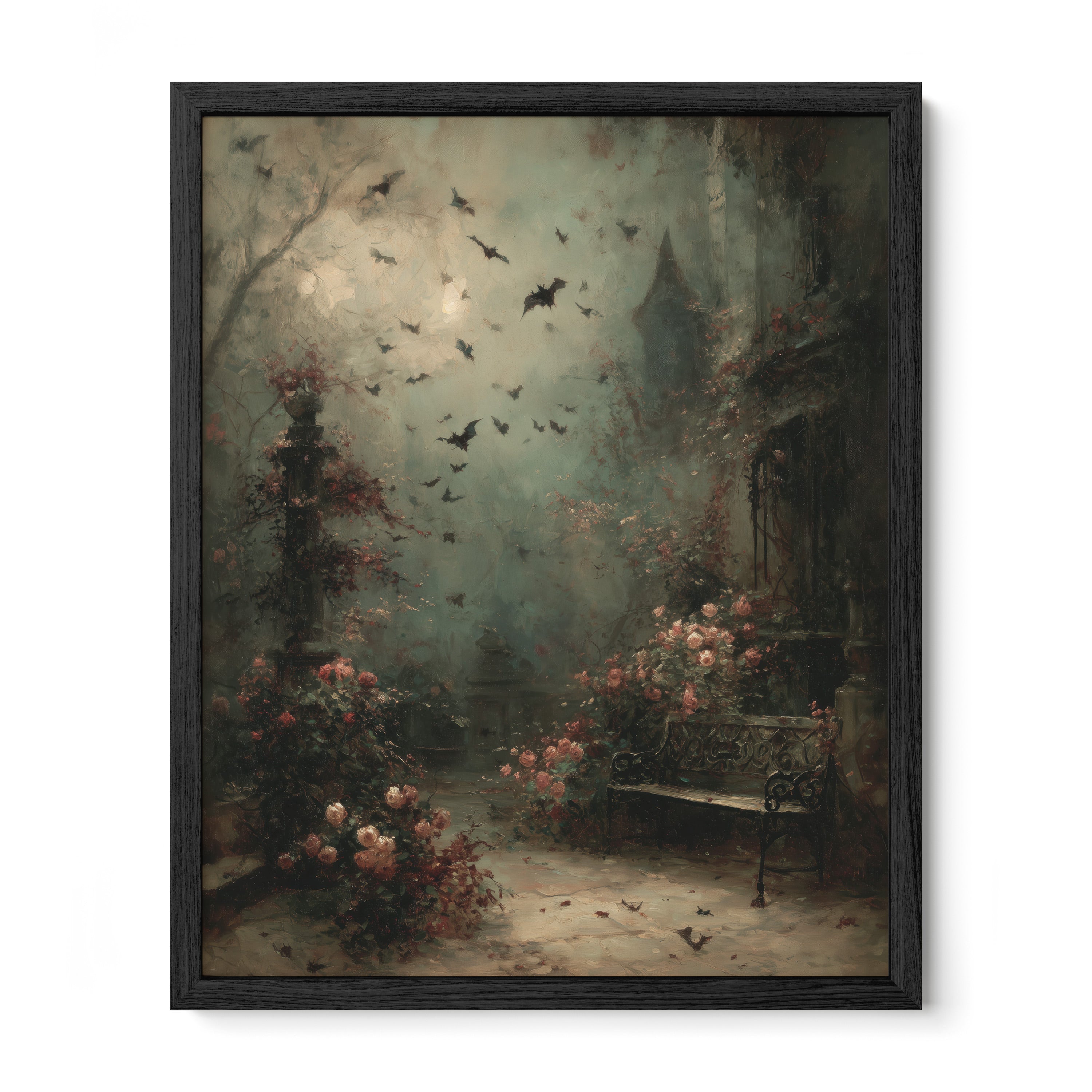 Garden Bench and Crows