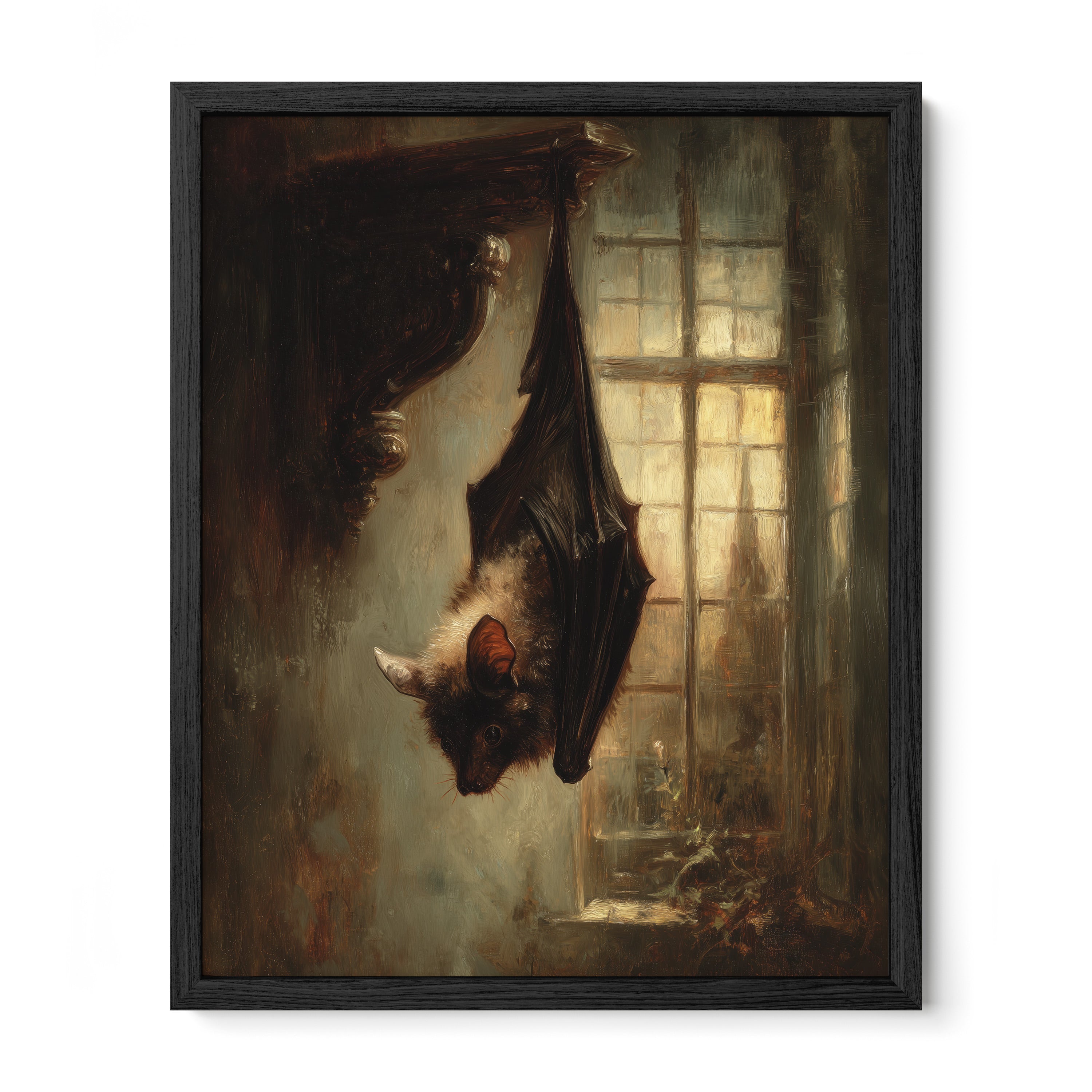 Bat Hanging in Windowlight