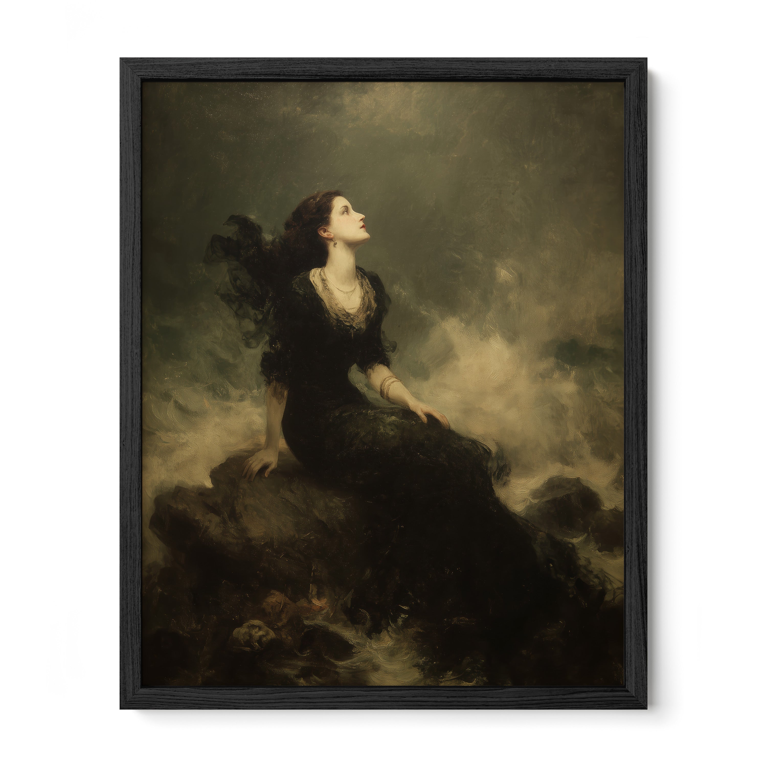 Woman on Cliff With Wind