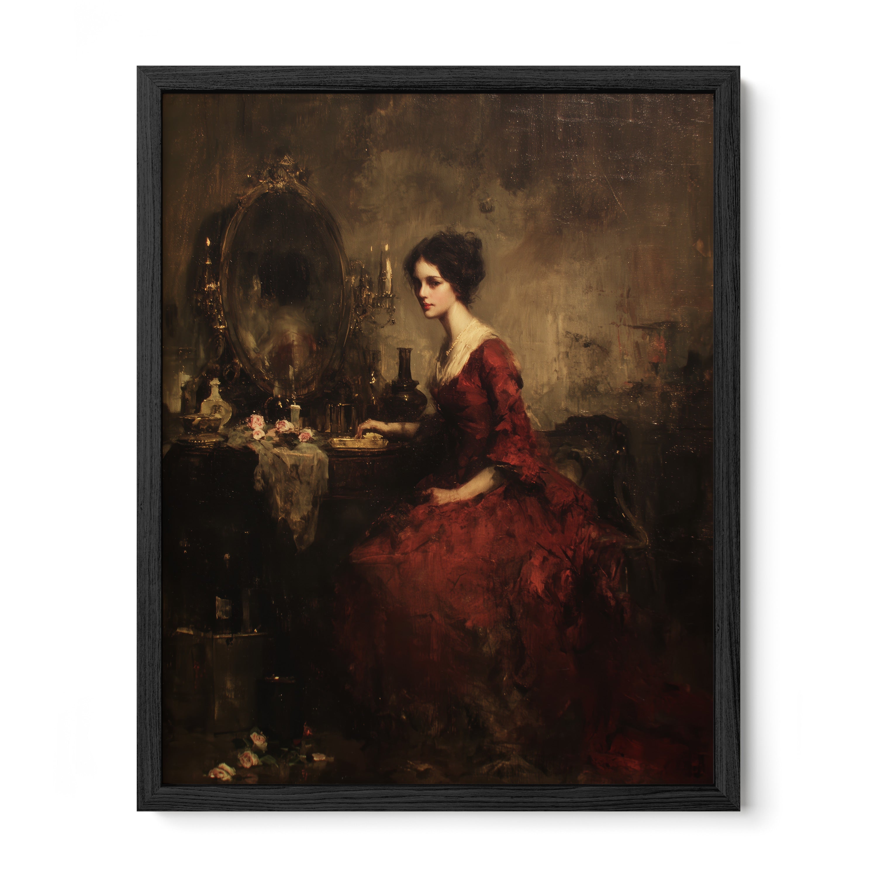 Lady in Red at Mirror
