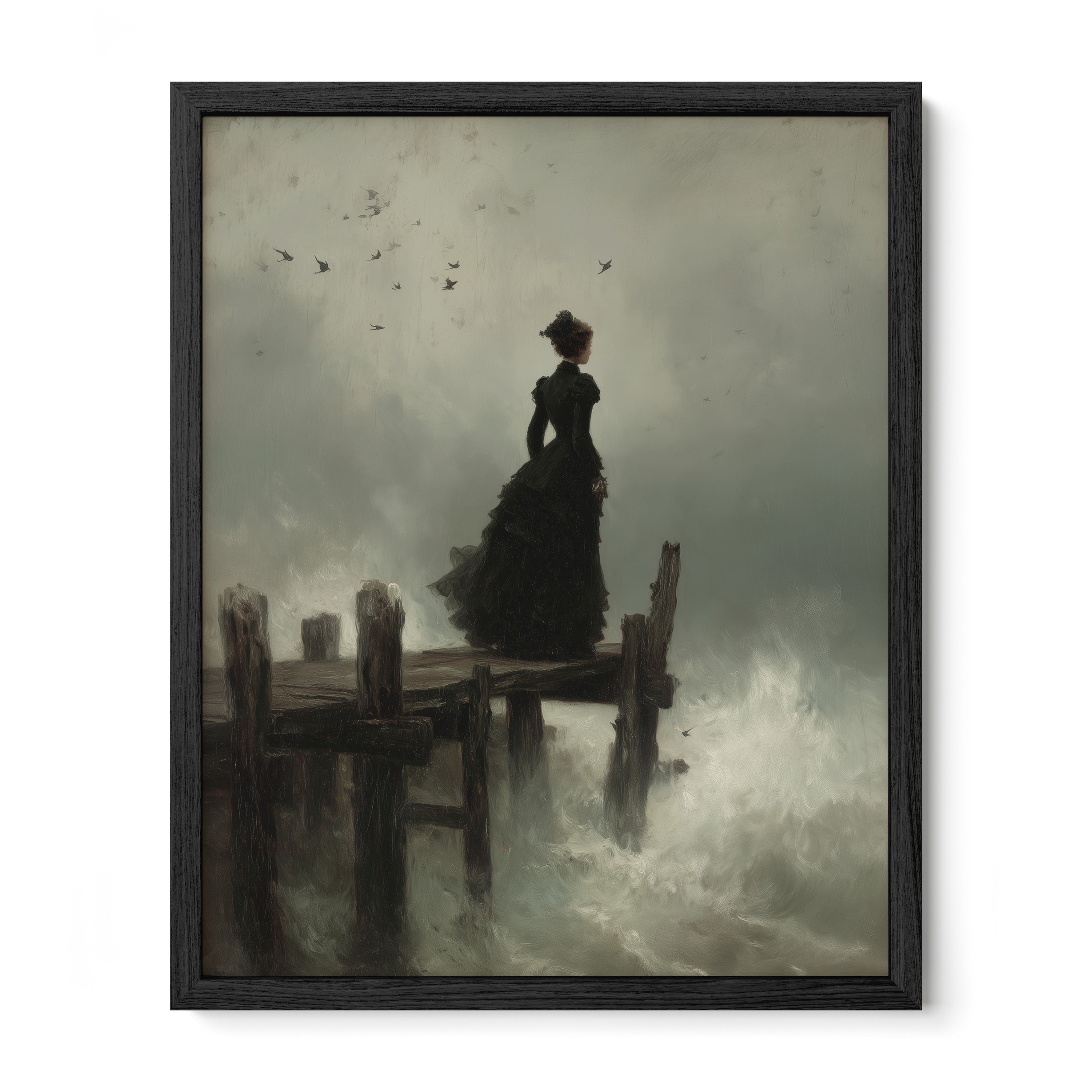 Woman at Pier in Storm
