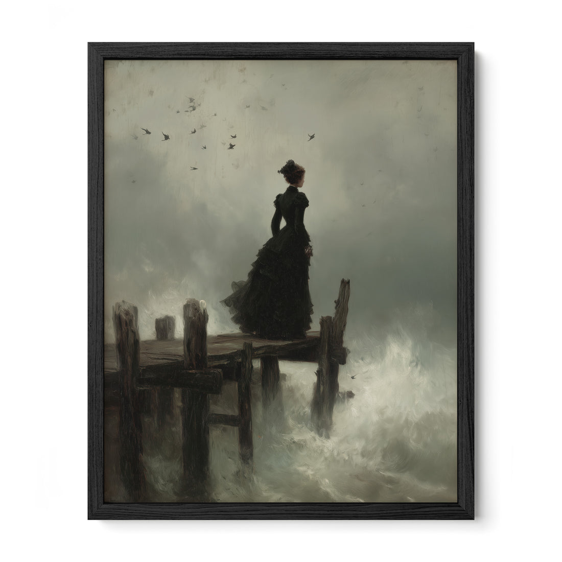 Woman at Pier in Storm