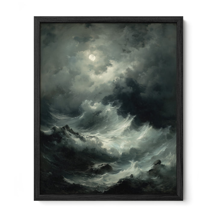 Storm Waves Under Moonlight