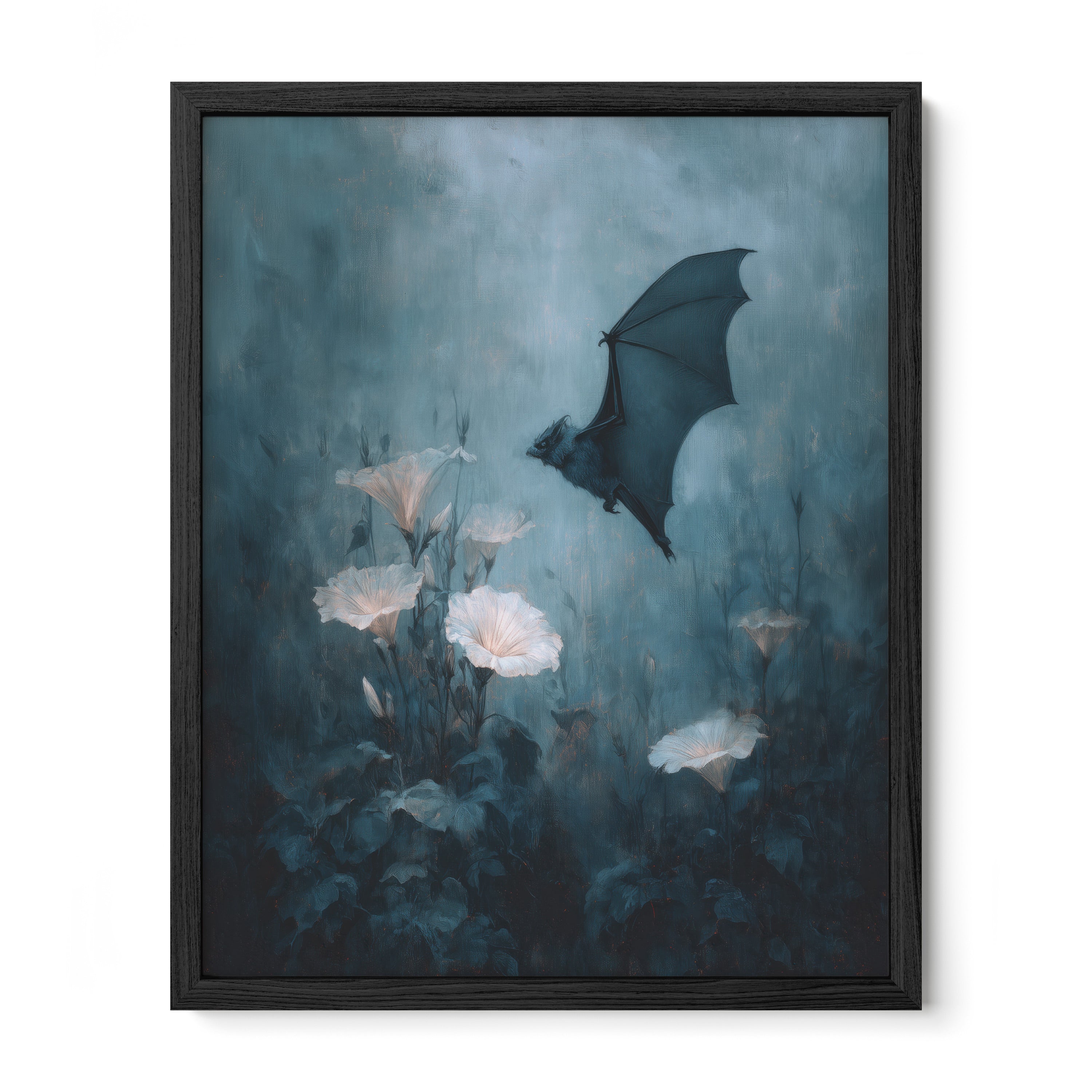 Bat Over Pale Flowers