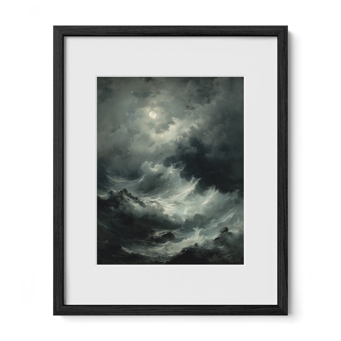 Storm Waves Under Moonlight