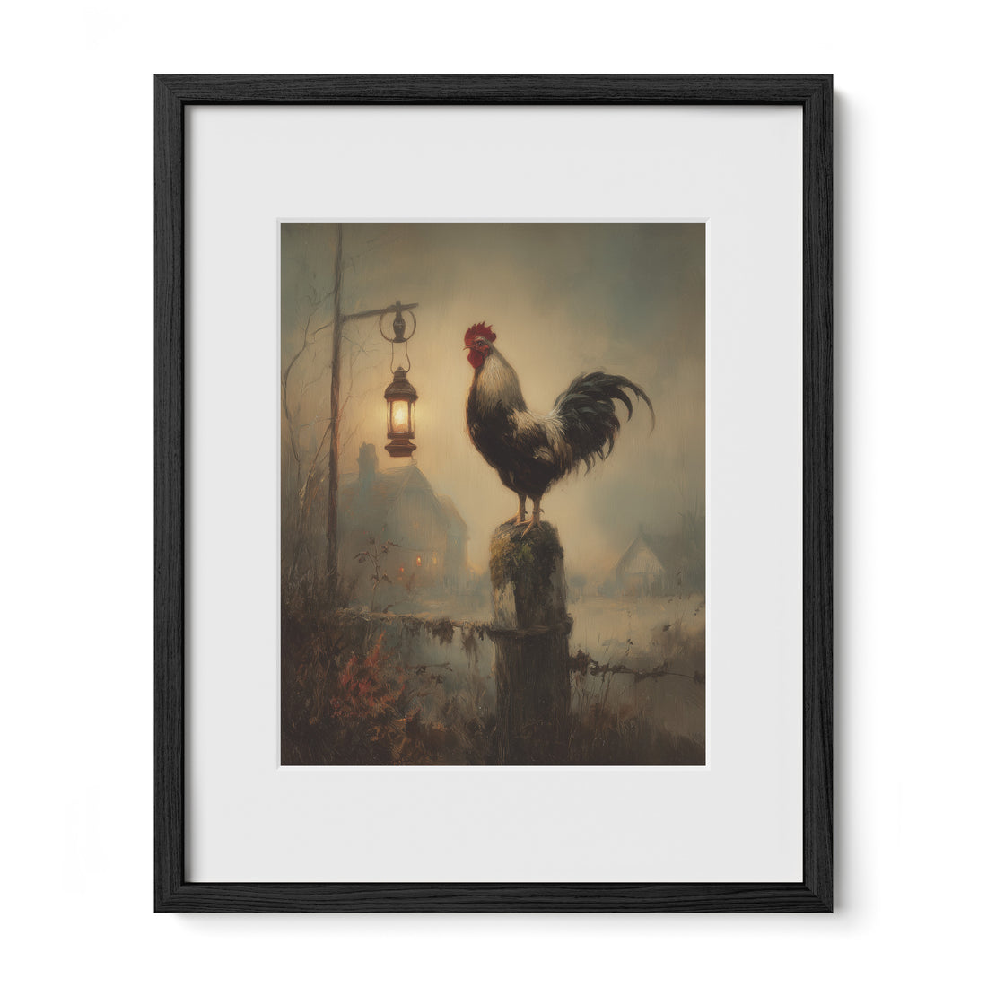 Rooster Under Lantern