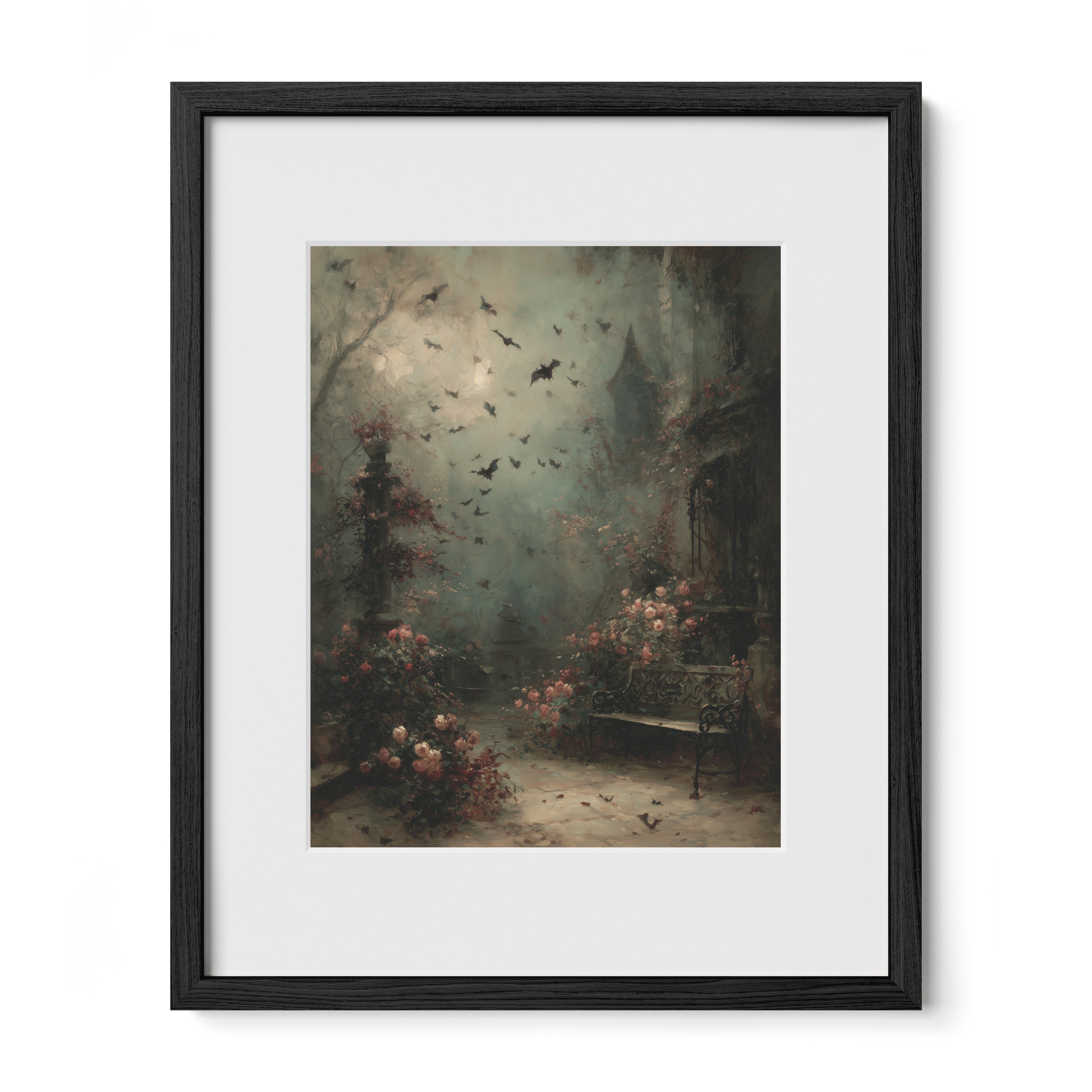 Garden Bench and Crows
