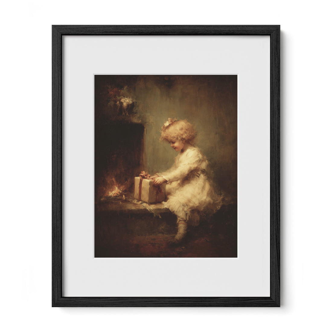 Child by Hearth with Gift