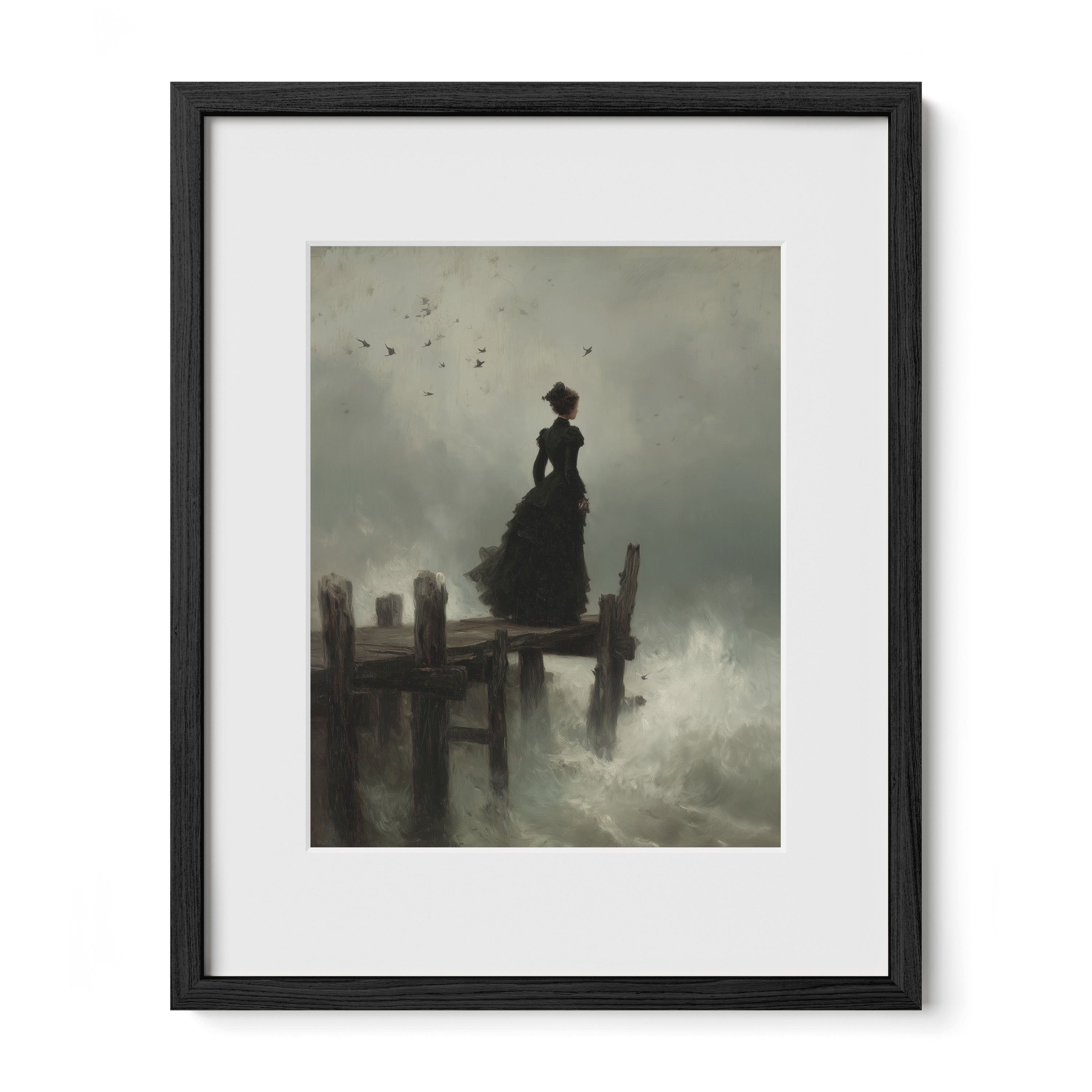 Woman at Pier in Storm