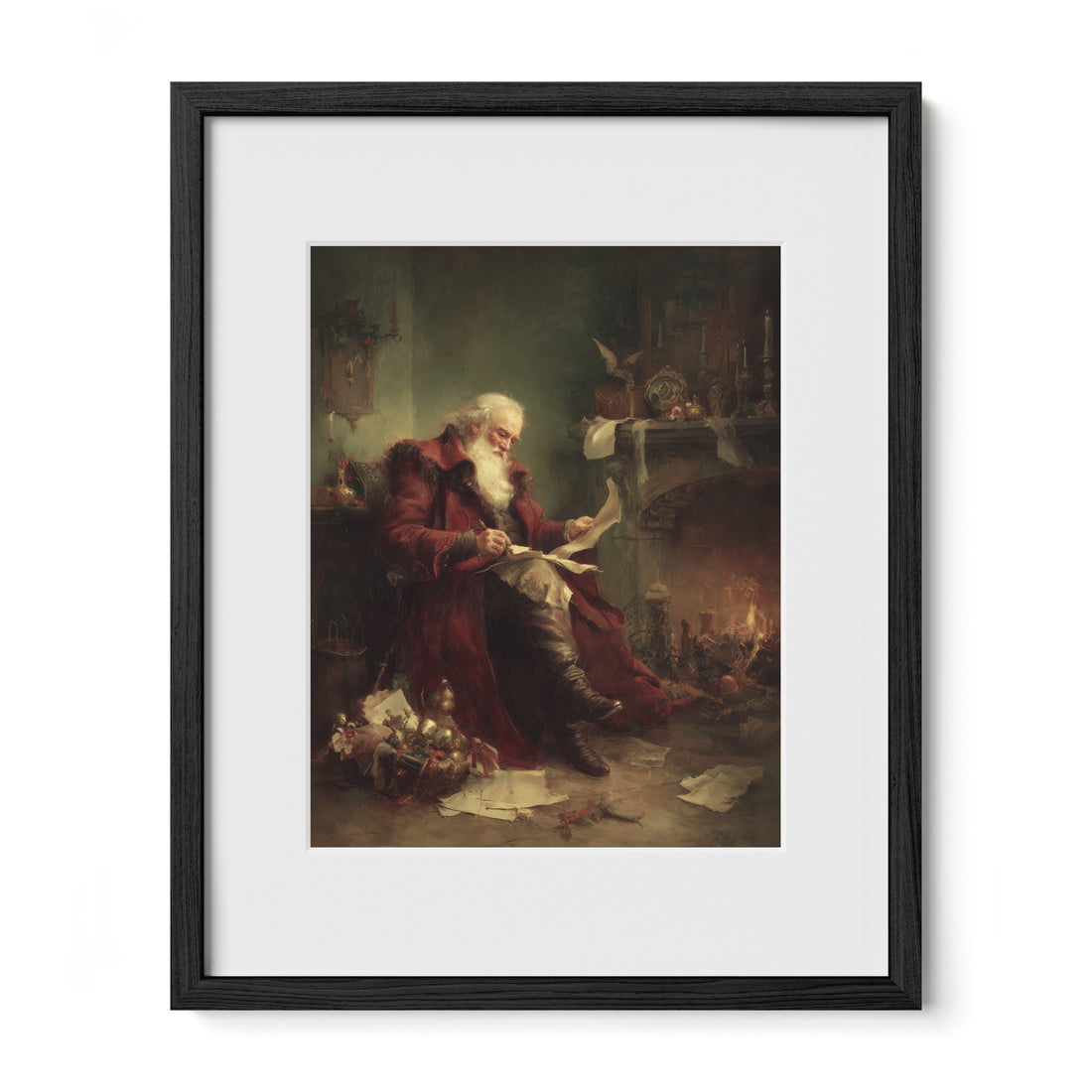 Santa Reading by Hearth