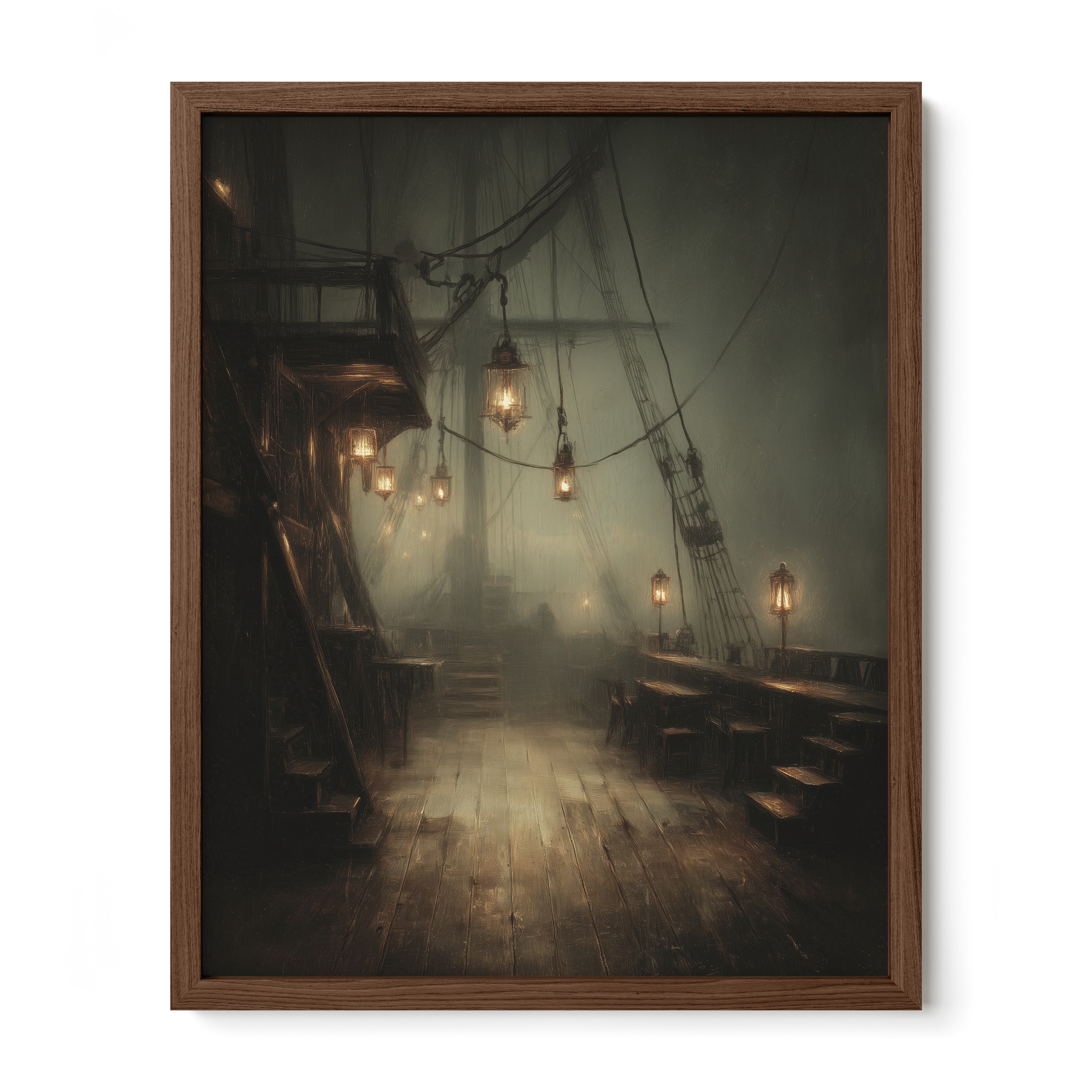 Empty Ship Deck at Night