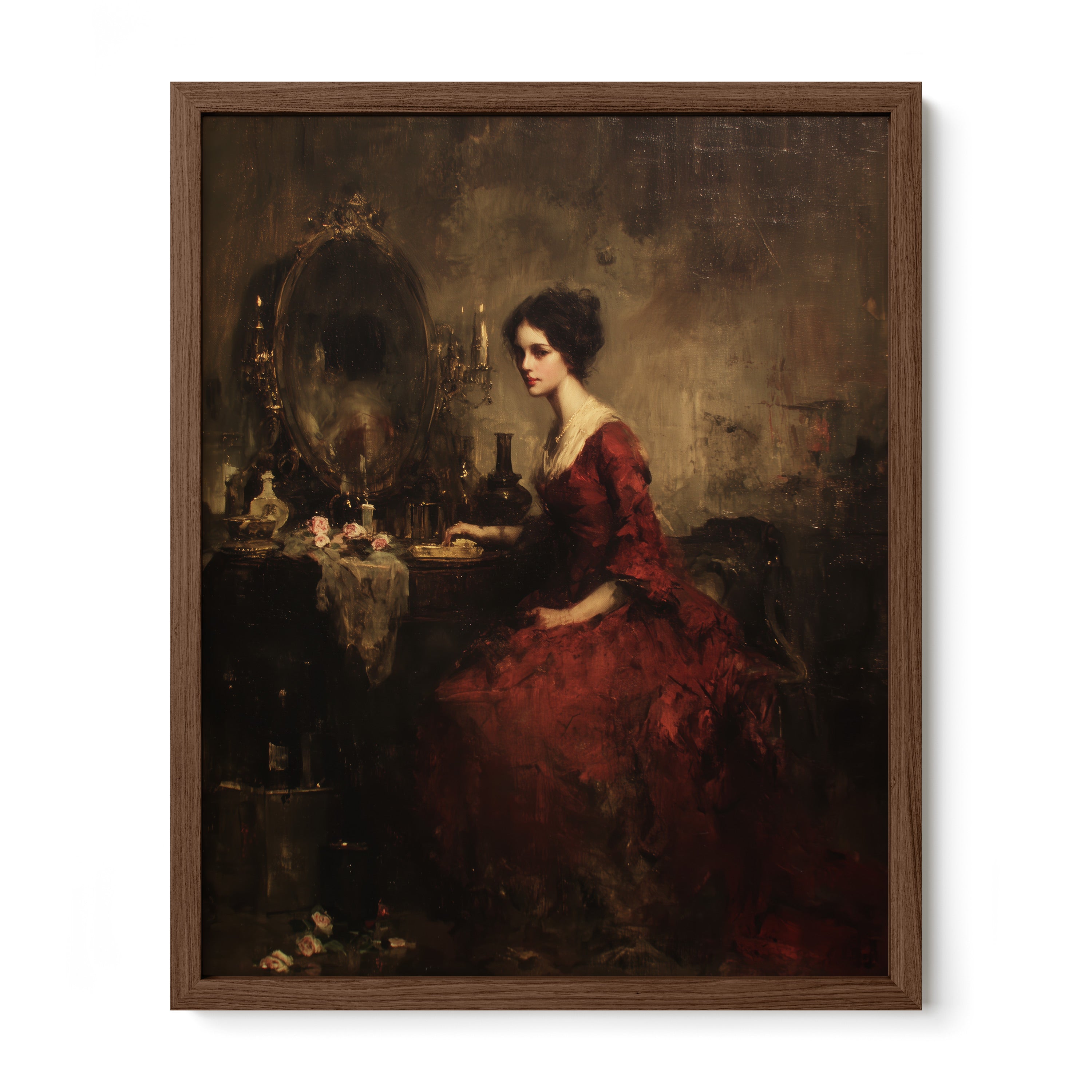 Lady in Red at Mirror