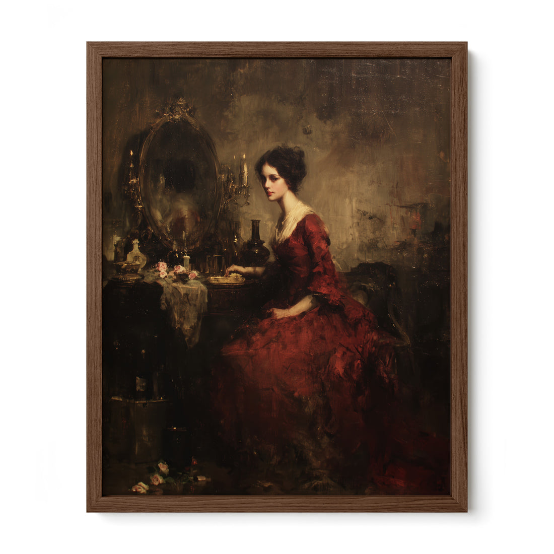 Lady in Red at Mirror