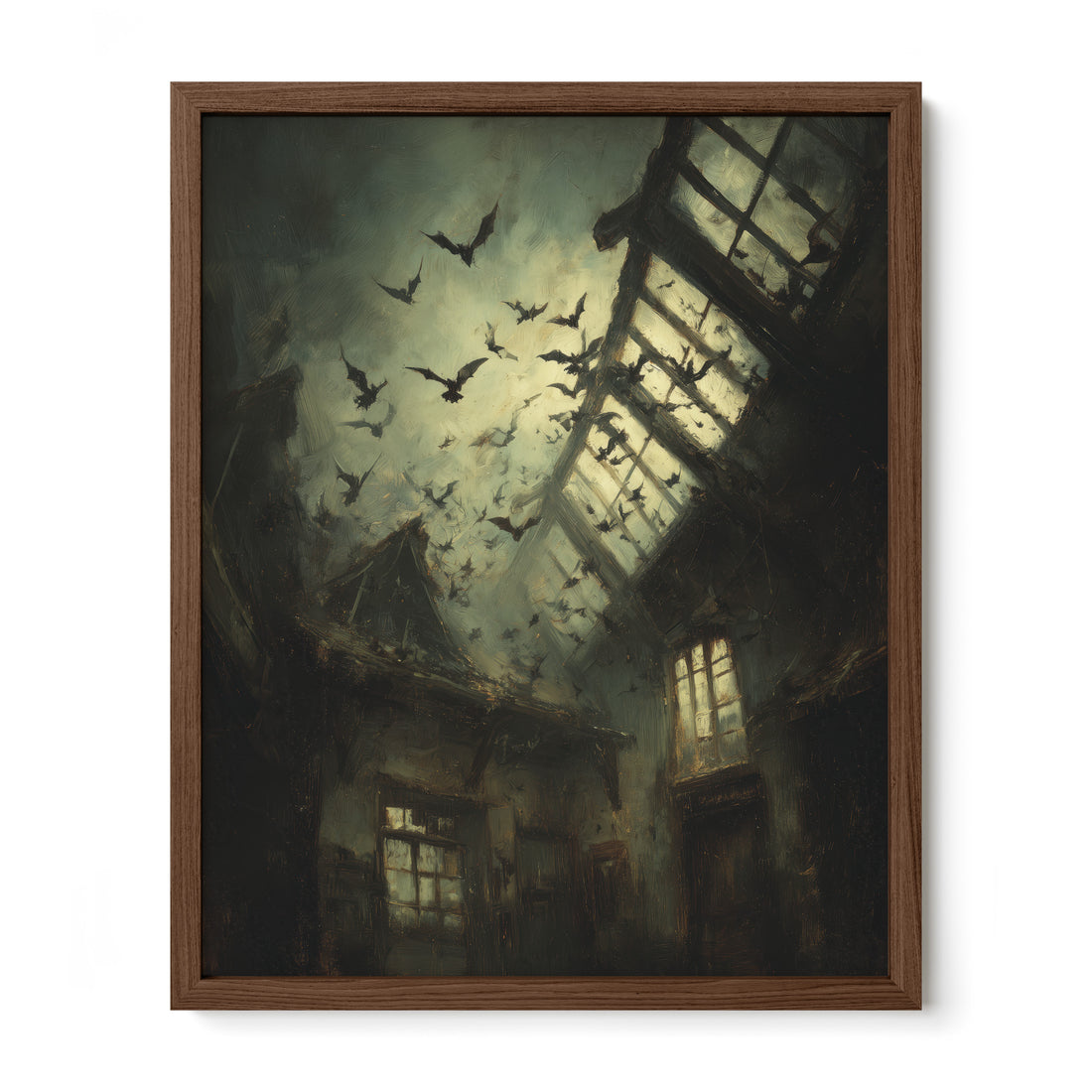 Crows in Abandoned Hallway